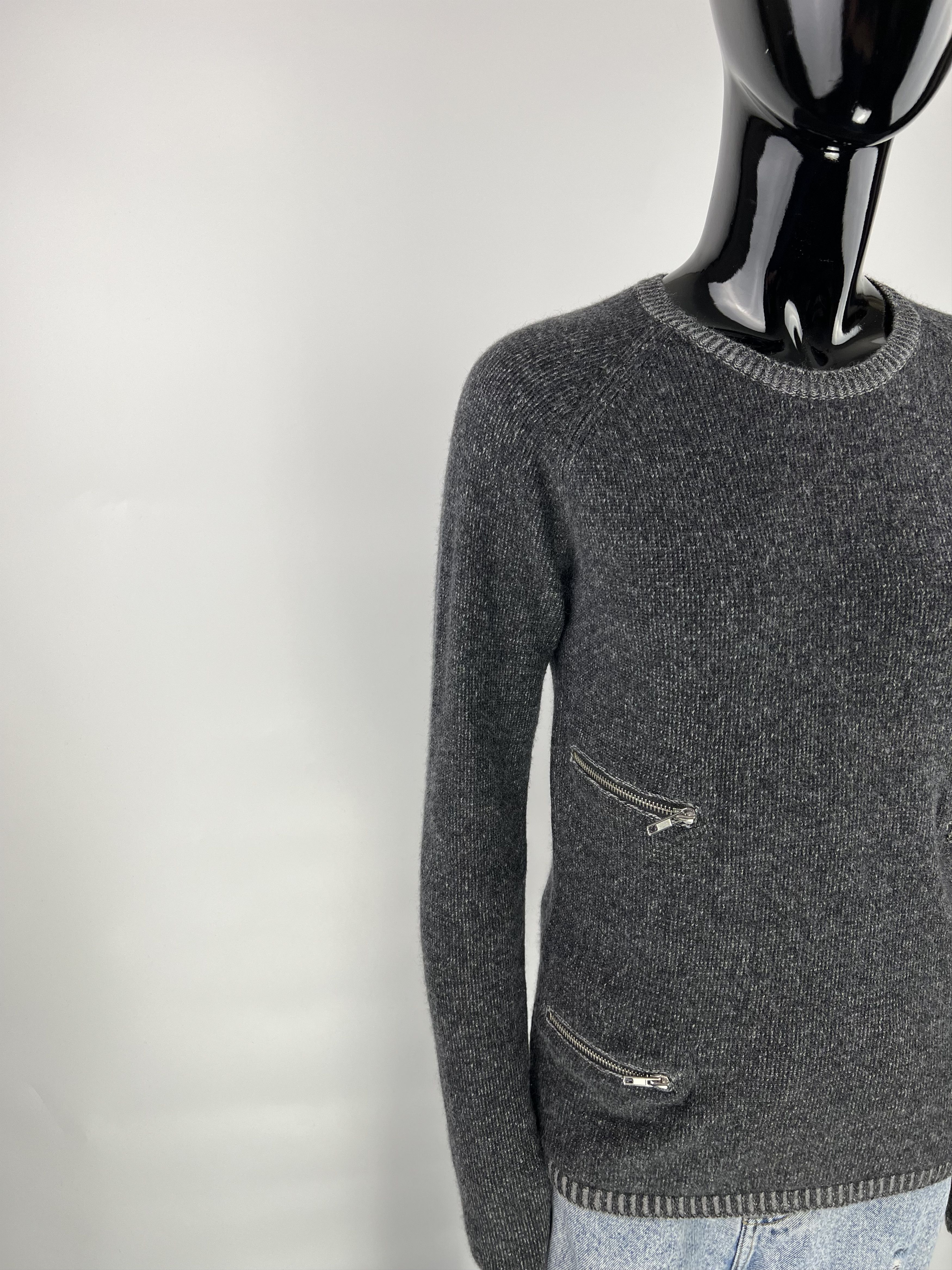 Maje Maje Gray Zipped Wool Cashmere Jumper Sweater Size 3 Size L / US 10 / IT 46 - 4 Thumbnail