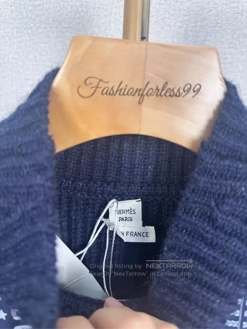 Hermes Hermes Navy Blue Printed Sweater Size XXS / US 00 / IT 34 - 3 Thumbnail