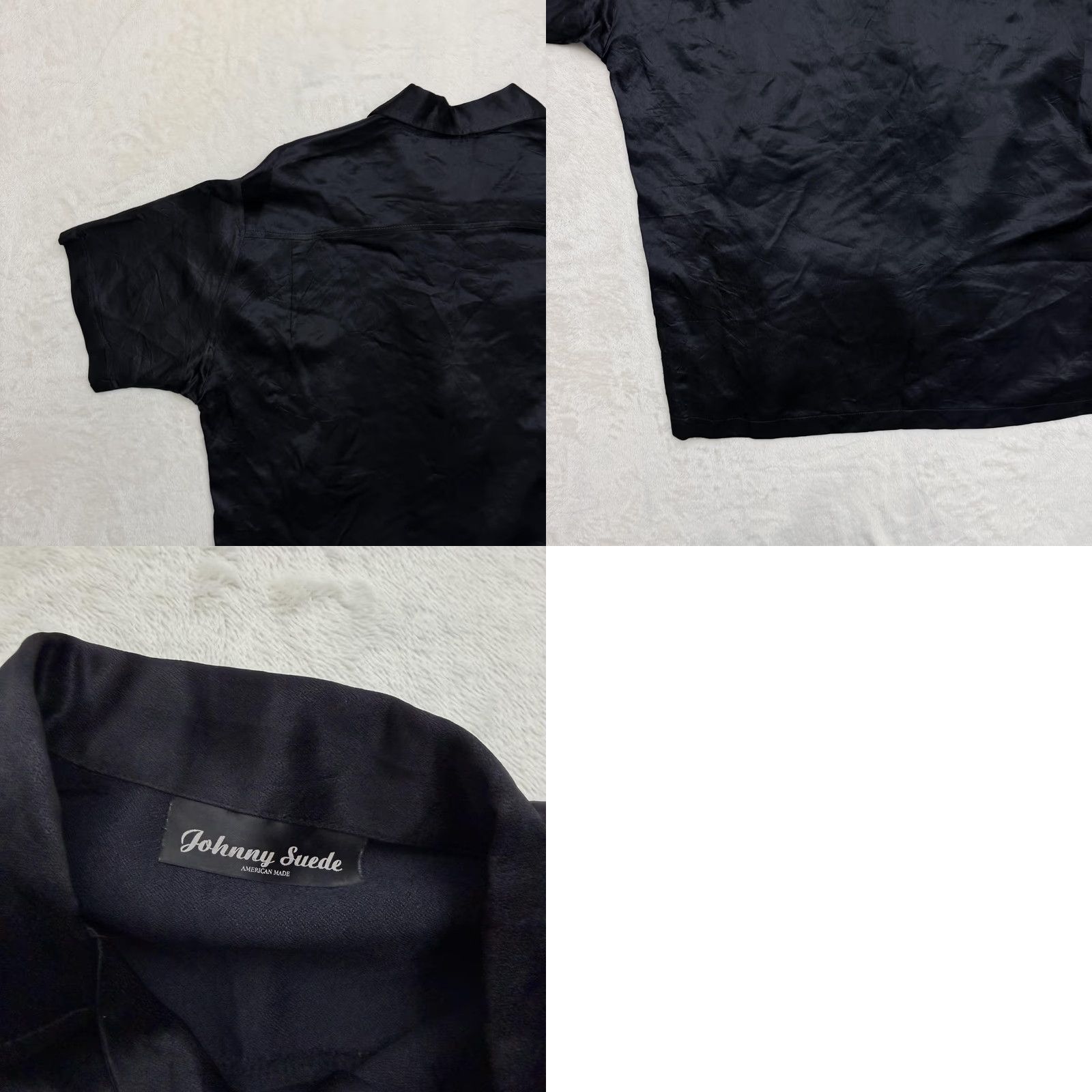 Vintage Johnny Suede Shirt Mens 2XL Black Satin Flame Embroidered Rock USA Button Up Size US XXL / EU 58 / 5 - 9 Thumbnail