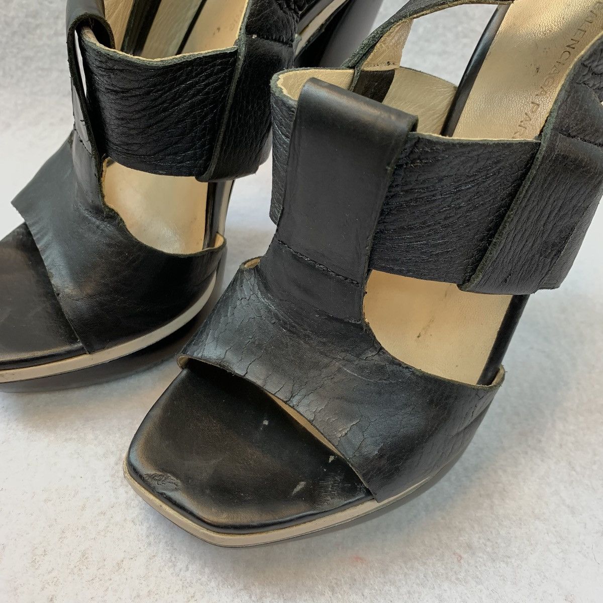 Balenciaga 2000s BaIenciaga Black Leather Platform Heels Size US 7.5 / IT 37.5 - 7 Thumbnail