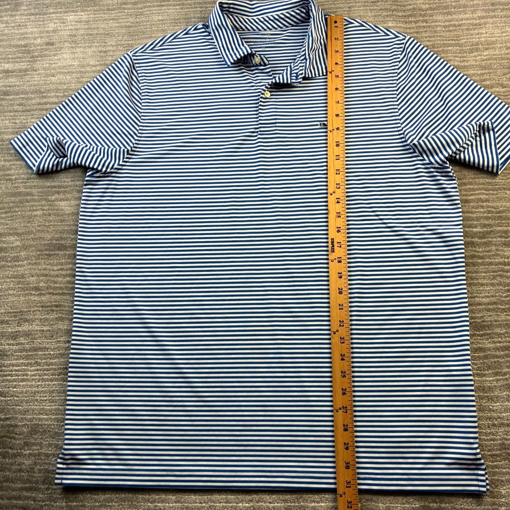 Vineyard Vines Vineyard Vines Polo Shirt Mens XL Blue Striped Golf Performance Polo Shirt Size US XL / EU 56 / 4 - 8 Thumbnail