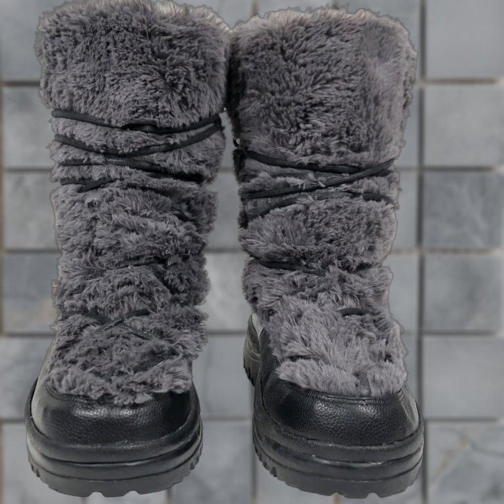 Vintage Muk Luks Womens Snow Boot Gray Plaid Fur Trim Fleece Lined Mid-Calf High Pile Faux Fur Flannel Lightweight Casual Winter 10 M Boots Mens? Size L / US 10 / IT 46 - 1 Thumbnail
