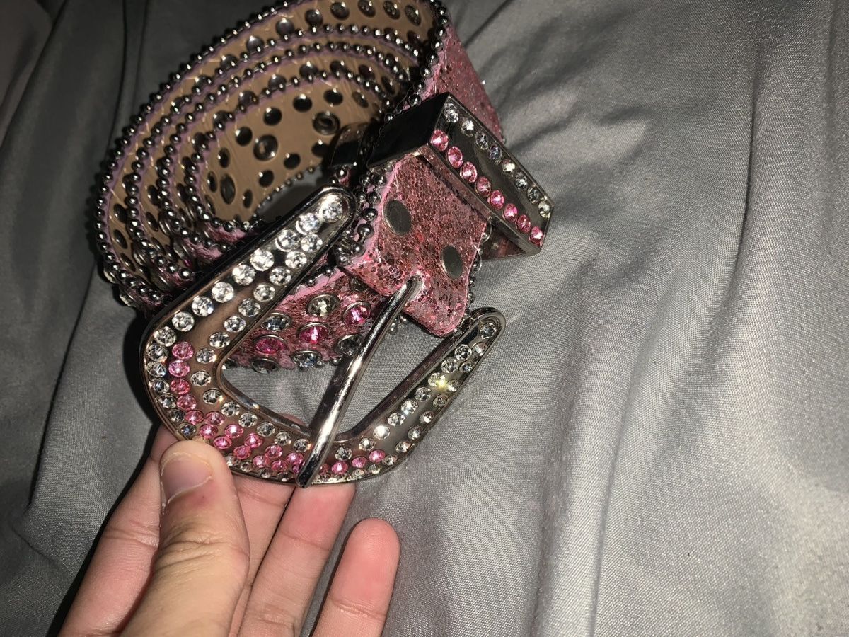 image of Pink Rhinestone Y2K Belt, Men's (Size 36)