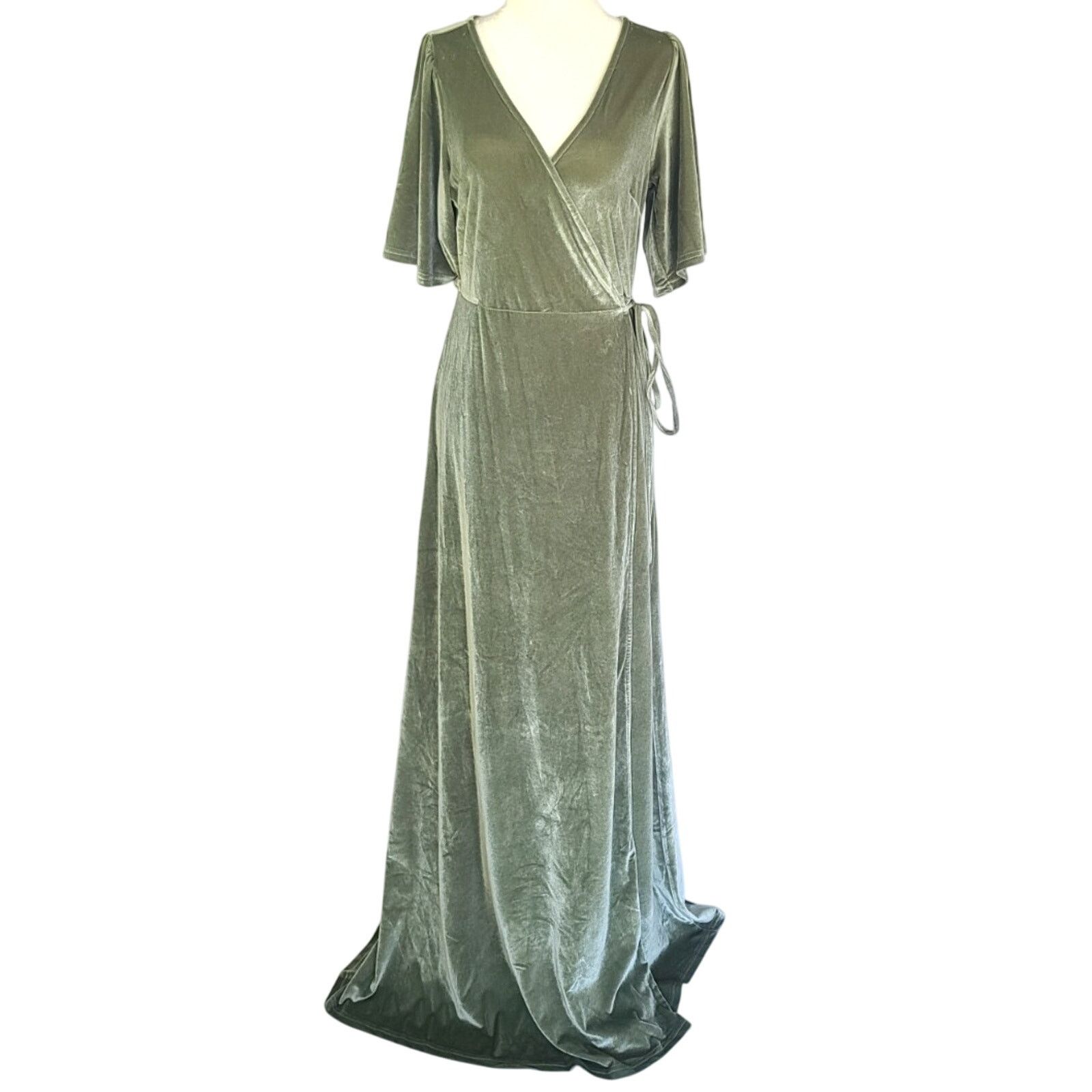 Other Baltic Born Womens Sage Green Velvet Megan Wrap Maxi Dress L Size L / US 10 / IT 46 - 4 Thumbnail