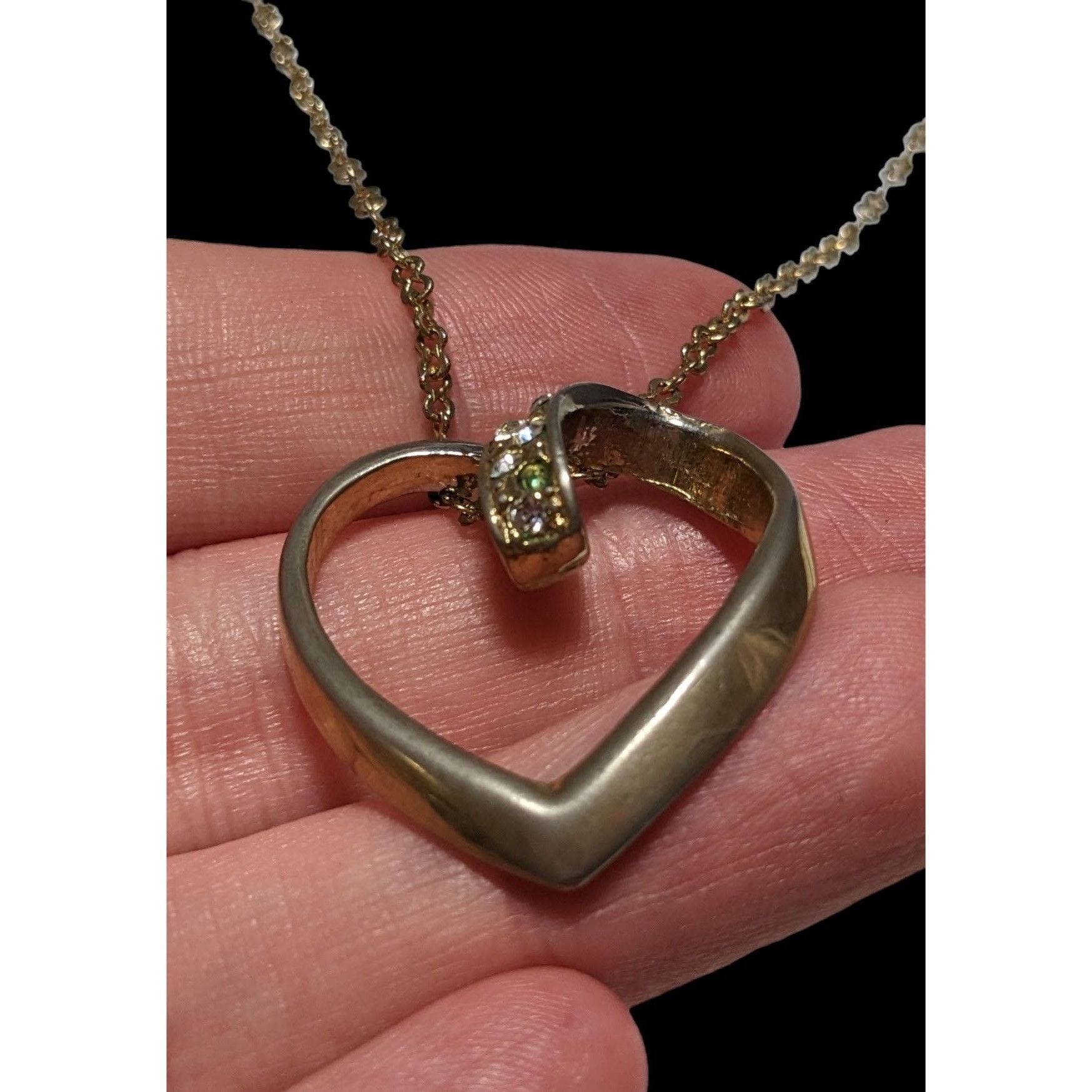 Other Open Heart-Shaped Rhinestone Pendant Necklace Size ONE SIZE - 4 Thumbnail