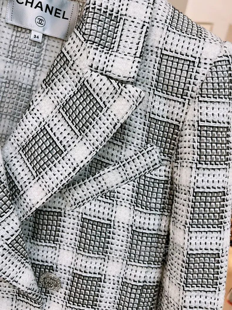 Chanel Chanel Black and white knitted plaid jacket Size XXS / US 00 / IT 34 - 3 Thumbnail