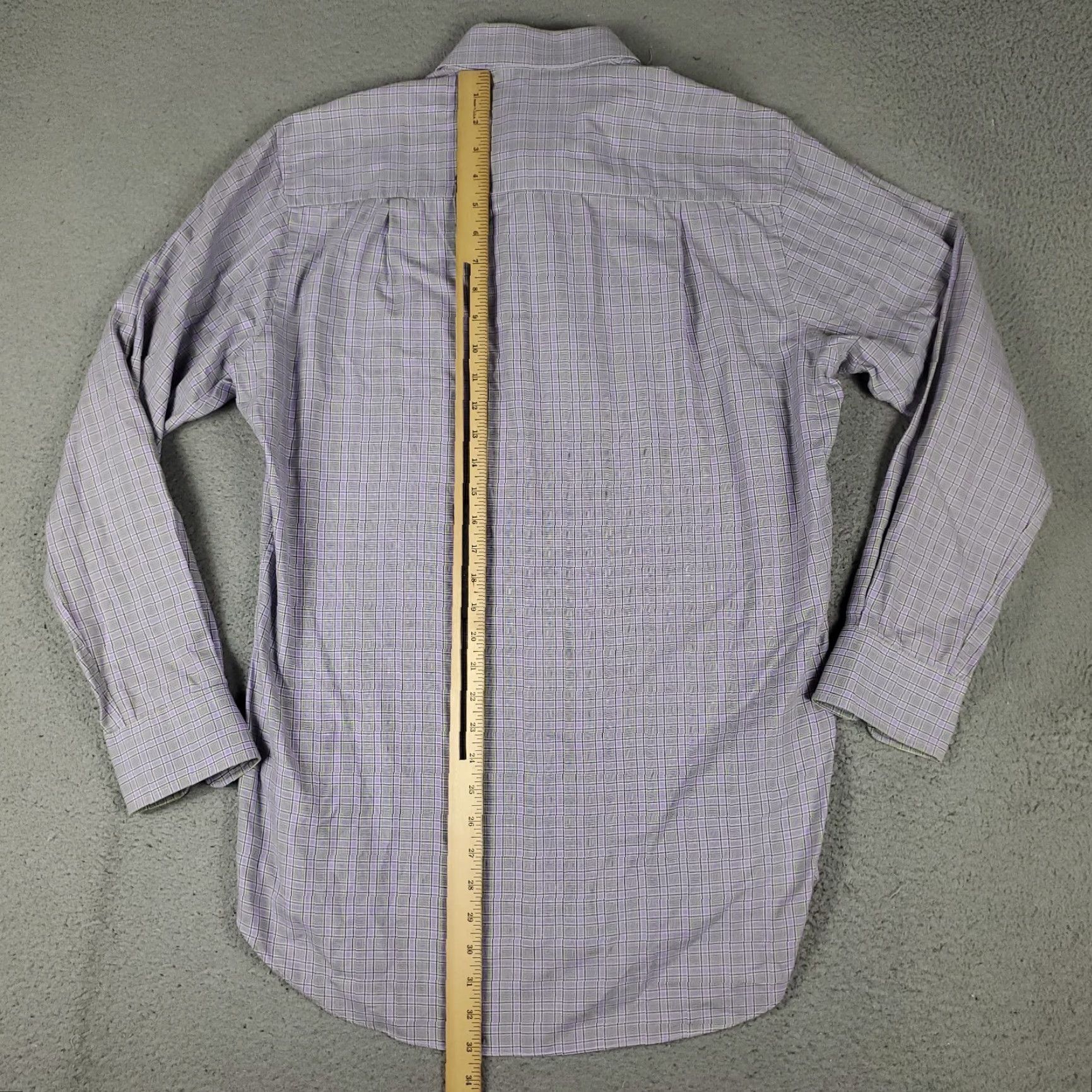 David Donahue DAVID DONAHUE Shirt Mens Size 16.5 Purple Plaid Dress Long Sleeve Button-Up Modern Casual Business Regular Fit Size 42R - 3 Thumbnail