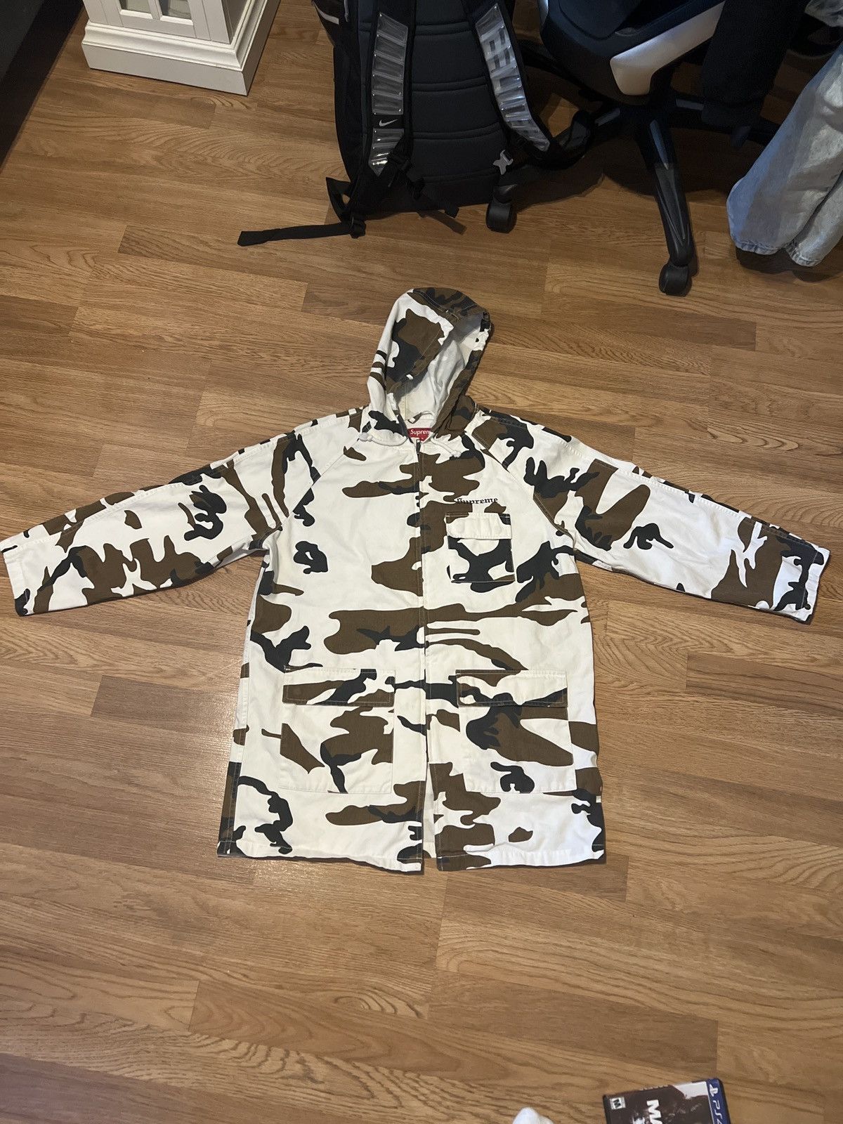 image of Supreme Twill Jacket Brown Camo, Men's (Size Small)