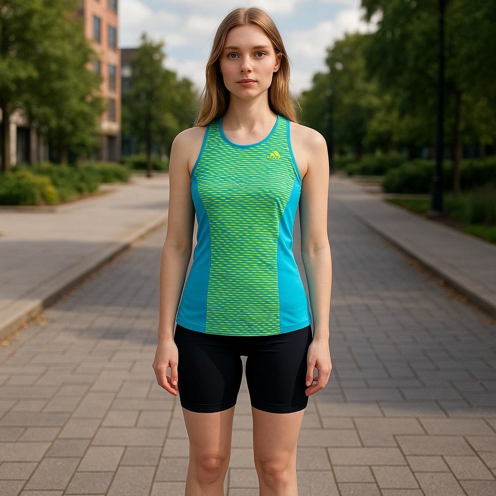 Adidas Adidas Fitted Blue and Green Tank Top Size S / US 4 / IT 40 - 1 Thumbnail