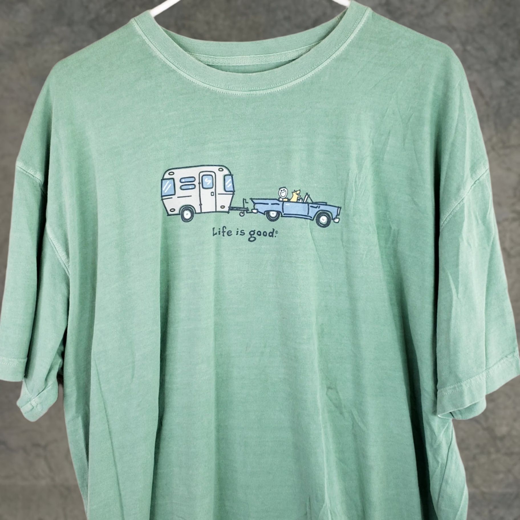 Life is Good Life is Good Crusher Tee Shirt "Happy Camper" Short Sl. Crew Neck Mens XL Green Size US XL / EU 56 / 4 - 1 Thumbnail