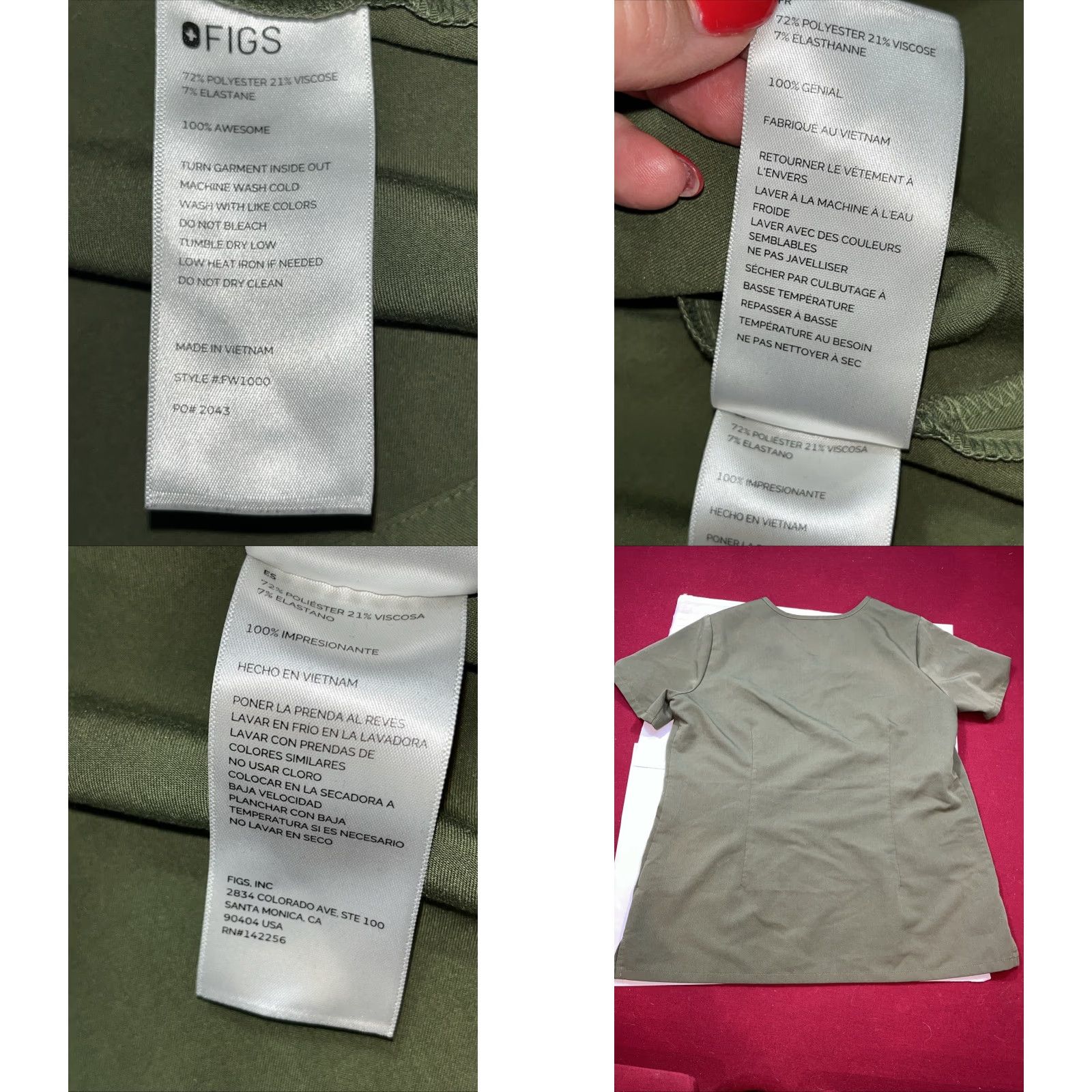 Vintage FIGS Scrubs Top Shirt Womens MEDIUM GREEN V Neck pullover Technical Collection M Size M / US 6-8 / IT 42-44 - 8 Thumbnail