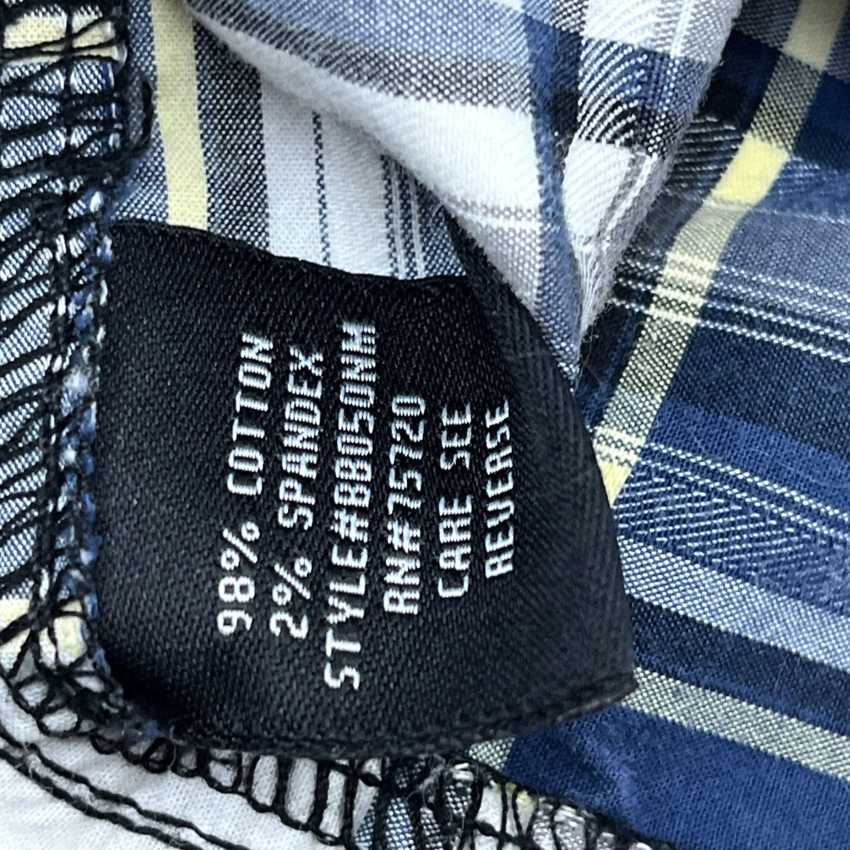 Buckle Black VINTAGE Buckle Shirt Men Large Blue Plaid Button Up Slim Fit Double Pocket Dress Adult Size 42R - 7 Thumbnail