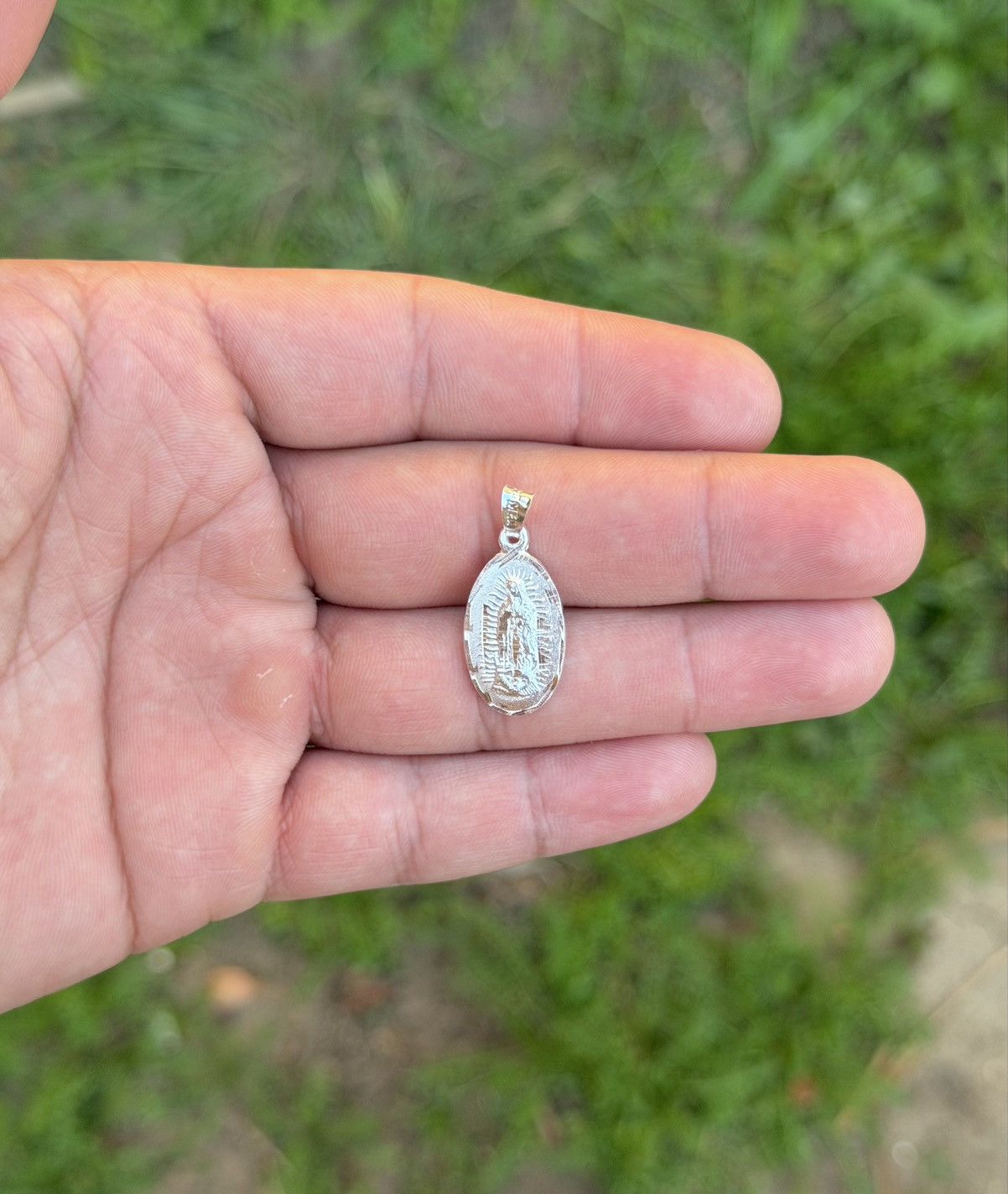 Sterling Silver Silver double-sided Sagrado Corazón & Virgin Mary pendant Size ONE SIZE - 2 Thumbnail