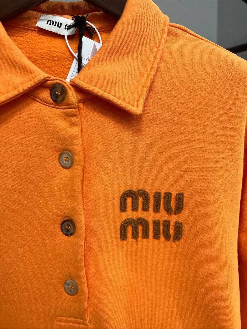 Prada Miu Miu Orange Polo Sweatshirt with Logo -2505 Size US S / EU 44-46 / 1 - 3 Thumbnail