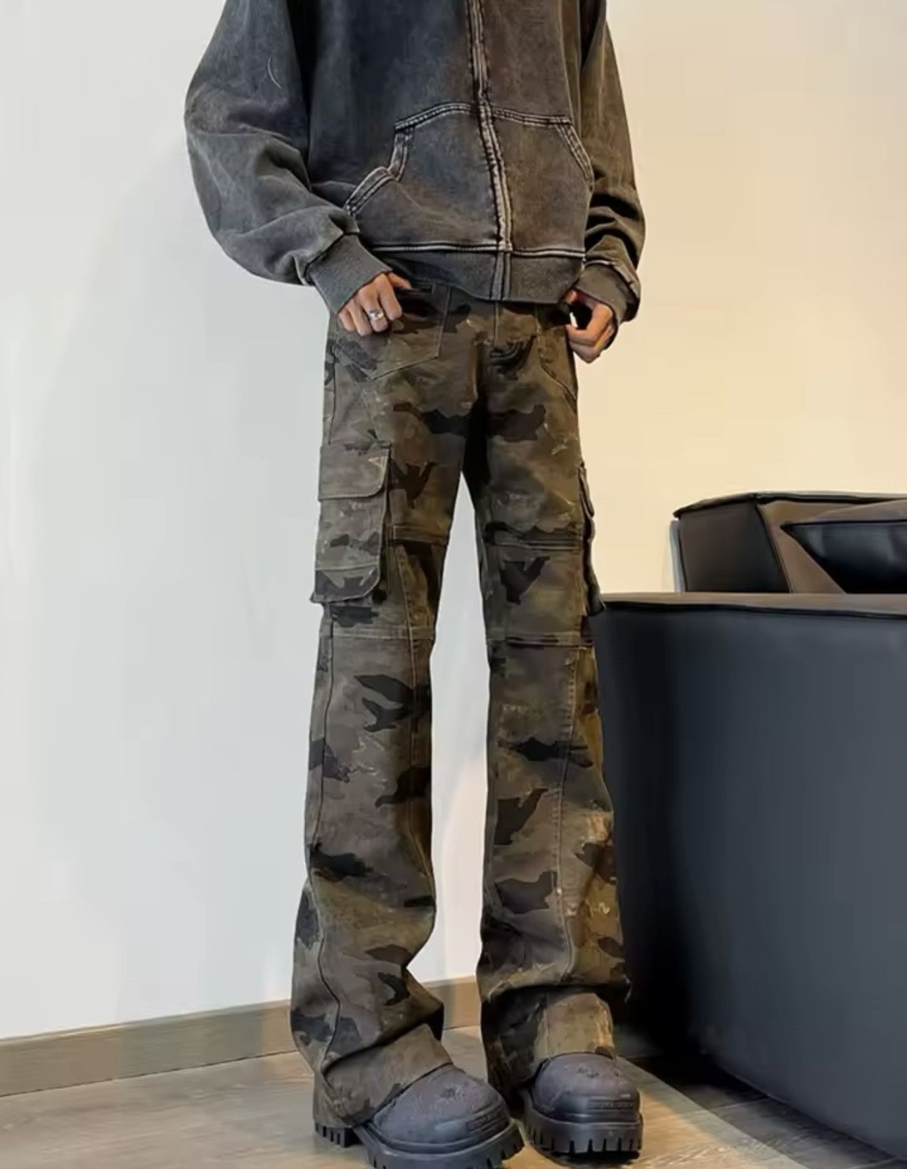 Jean Cyber Y2K Streetwear Camouflage Slim Flare Jeans Pants Size US 34 / EU 50 - 5 Thumbnail