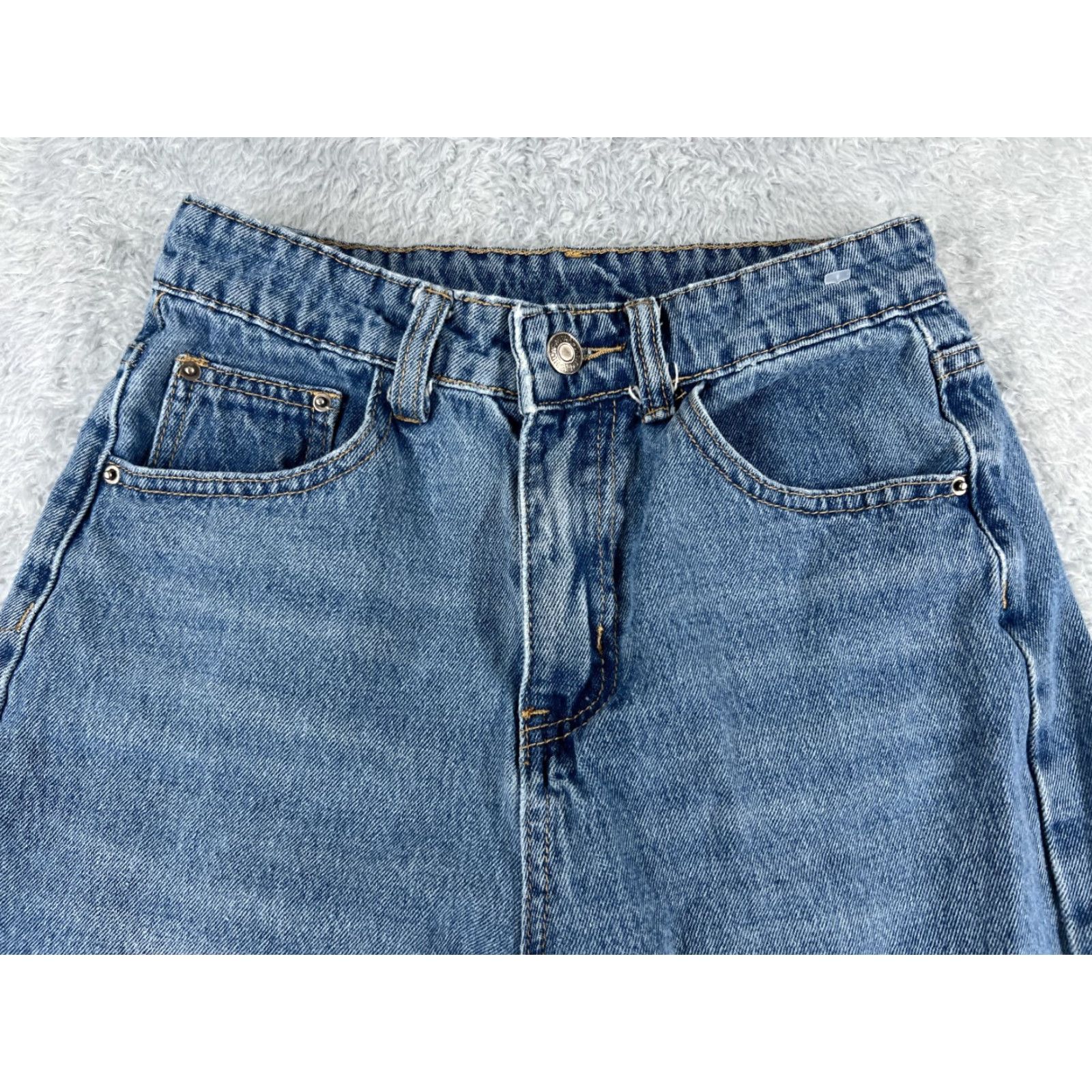 Vintage Dazy Jeans Womens 24 Blue Denim Jeans Straight Wide Leg Cotton Blend 24x26 Vintage No 5-Pocket Regular High Rise Blue Marine Pattern 90s Mens Women Size 42" / US 20 - 4 Thumbnail