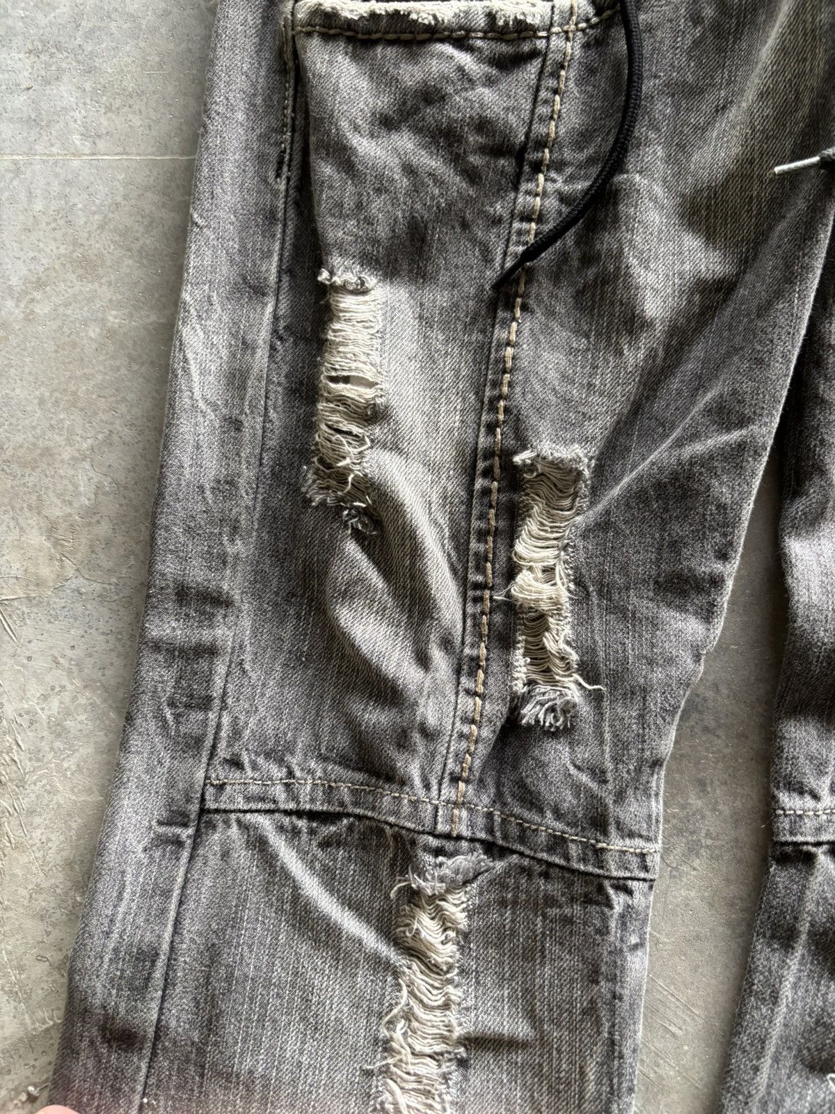 Japanese Brand Distressed double waist lace up jeans punk grungy stye Size US 32 / EU 48 - 13 Thumbnail