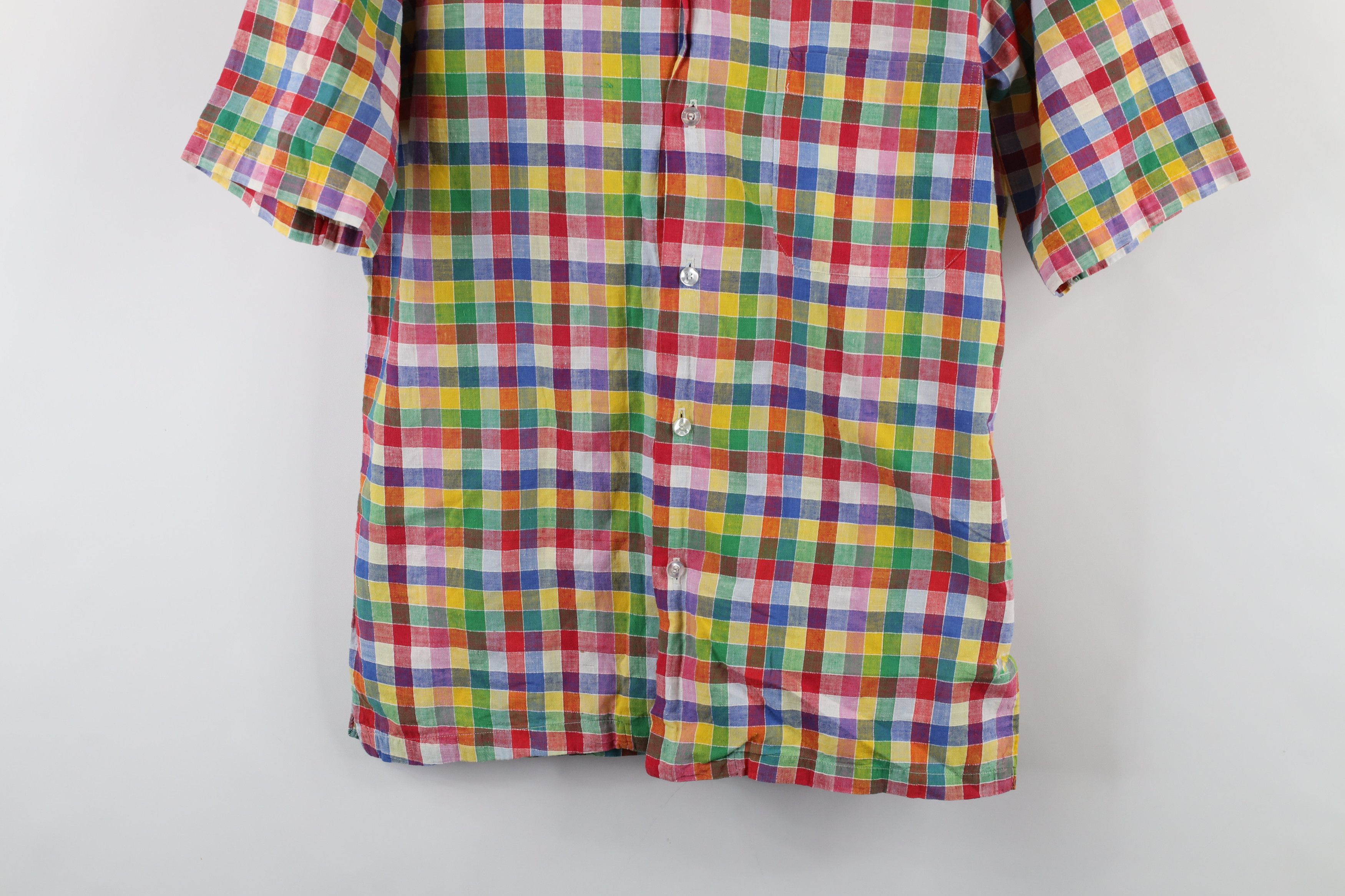 Vintage Vintage 60s 70s Streetwear Checkered Linen Button Shirt Size US L / EU 52-54 / 3 - 3 Thumbnail