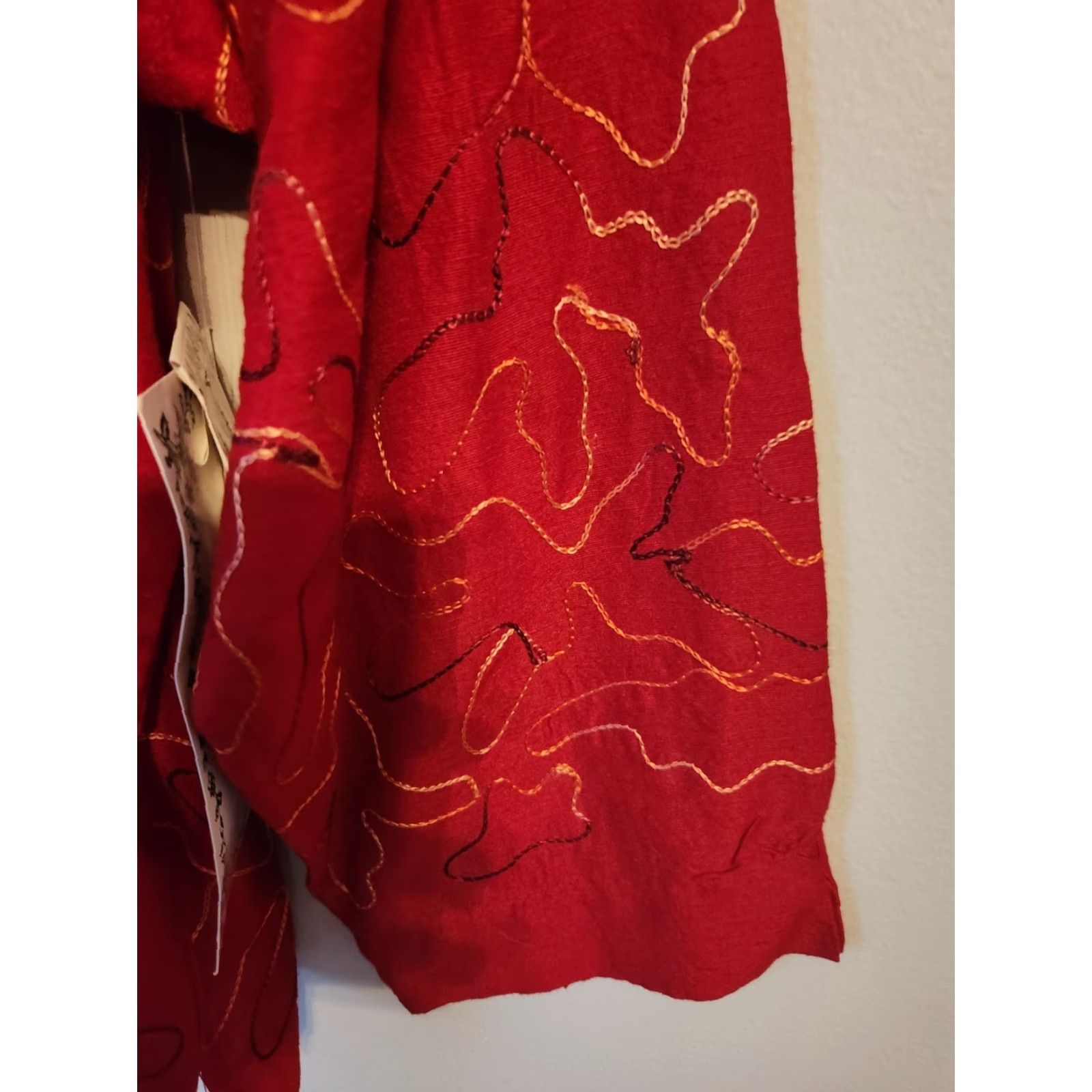 Vintage Tantrums Jacket Blazer Red Silk Blend Embroidered NWT 2X Women Plus Size Jacket Blazer Vintage No Size XXL / US 16-18 / IT 52-54 - 4 Thumbnail