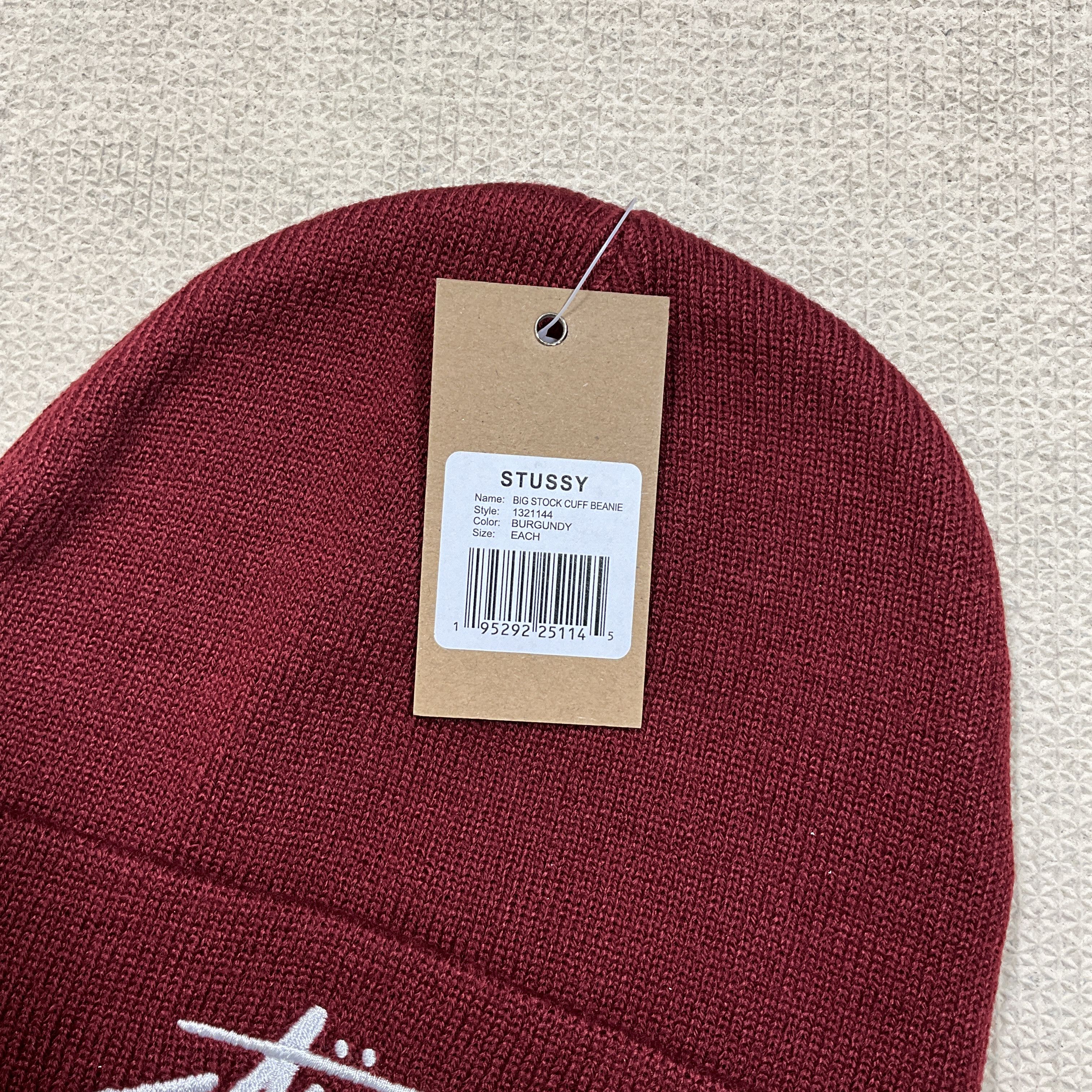 Stussy STUSSY BIG STOCK BURGUNDY BEANIE HAT Size ONE SIZE - 4 Thumbnail