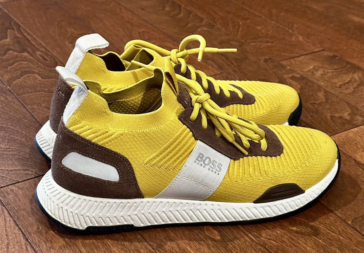 Hugo Boss Hugo Boss Titanium Running Sneakers Yellow Textured Knit Size US 9.5 / EU 42-43 - 1 Thumbnail