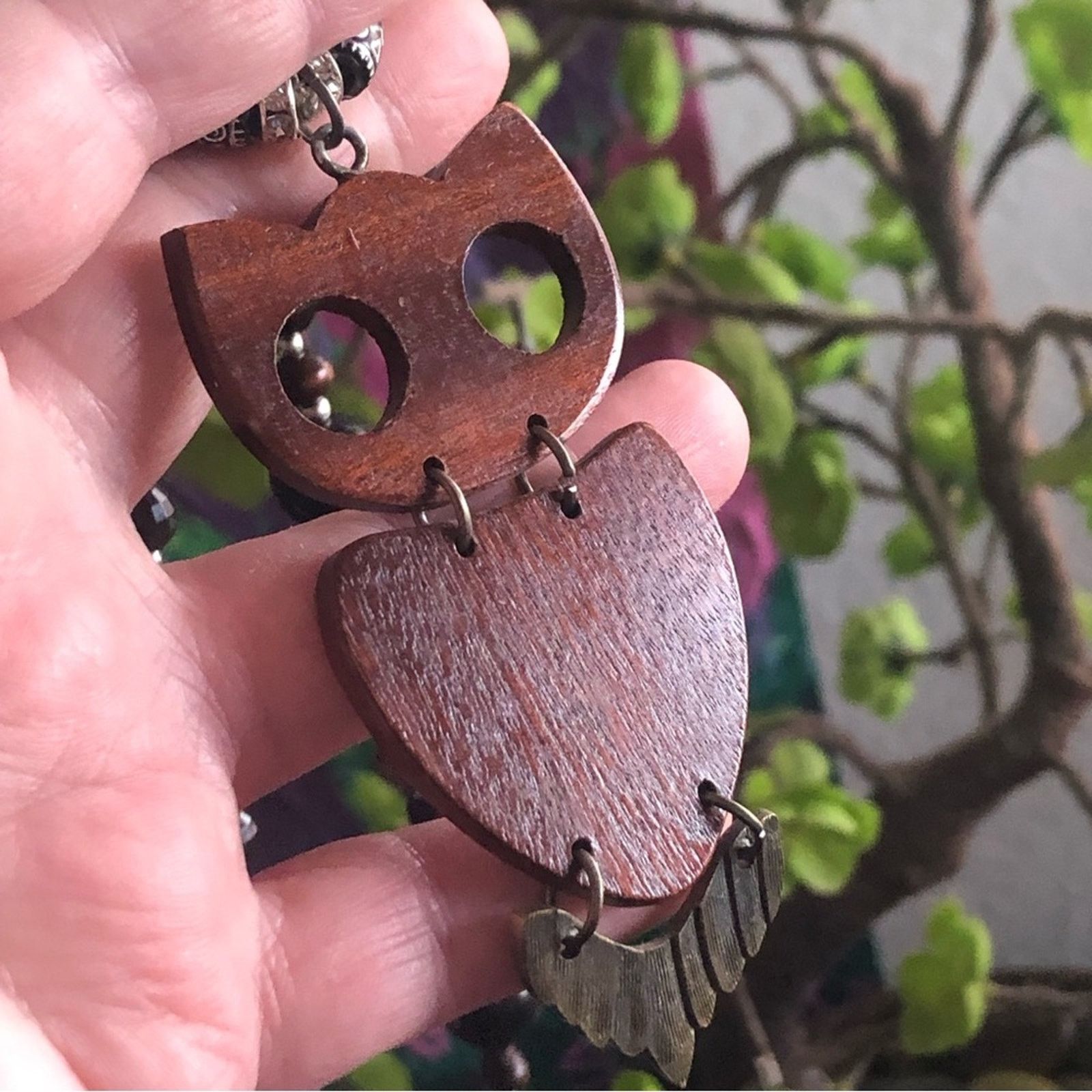 Handmade Handcrafted repurpose articulated owl pendant necklace Size ONE SIZE - 8 Thumbnail