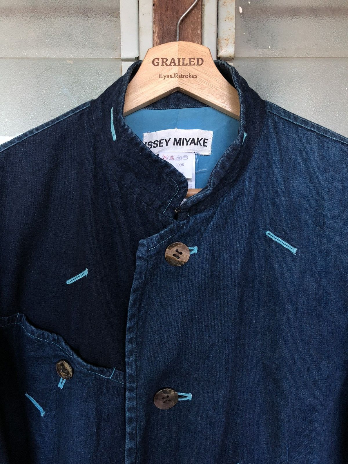 Issey Miyake Fall Winter 1993's Issey Miyake Chambre Denim Jacket Size US L / EU 52-54 / 3 - 4 Thumbnail