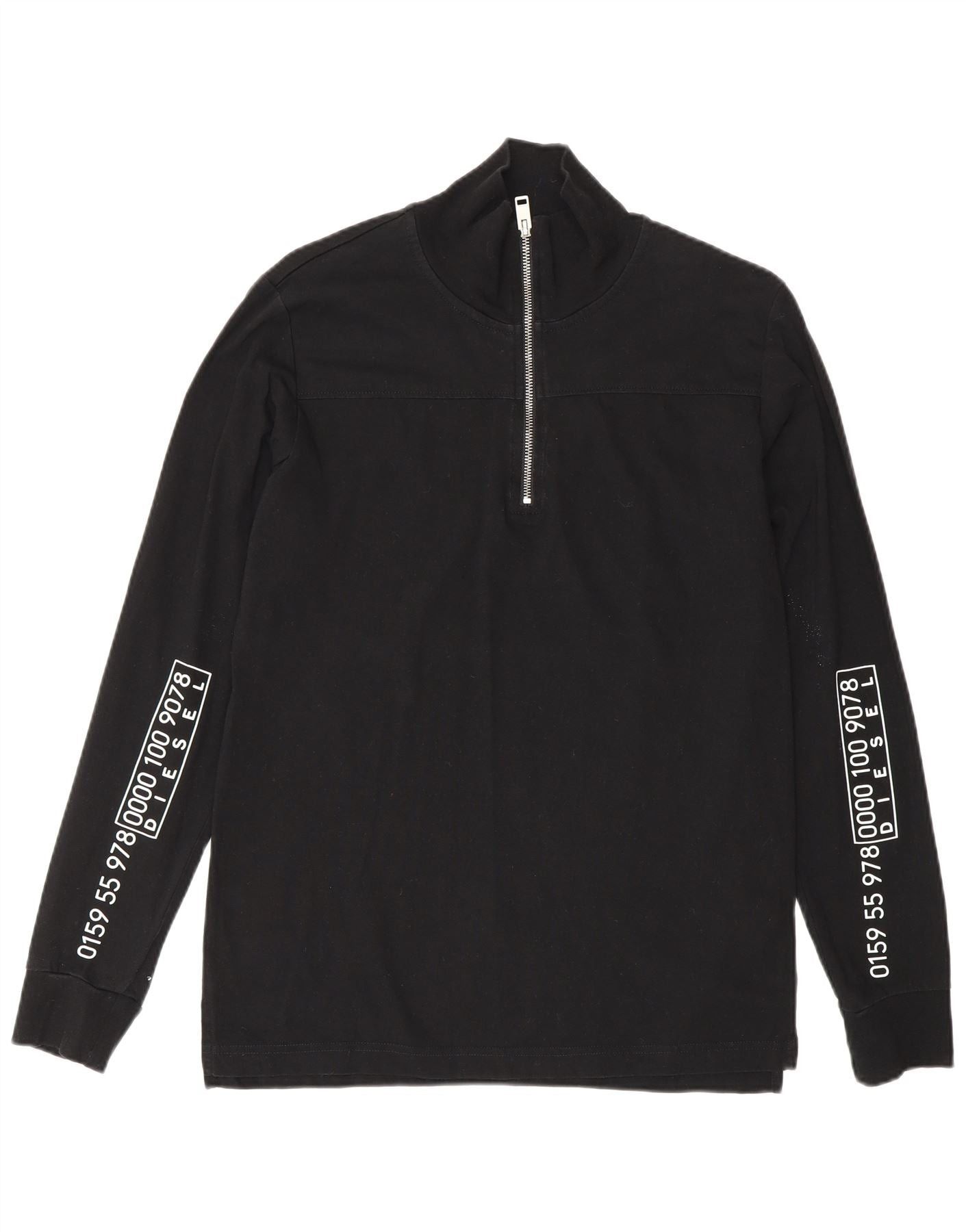 Diesel Mens Graphic Zip Neck Jumper Sweater Small Black Cotton Size US S / EU 44-46 / 1 - 1 Thumbnail