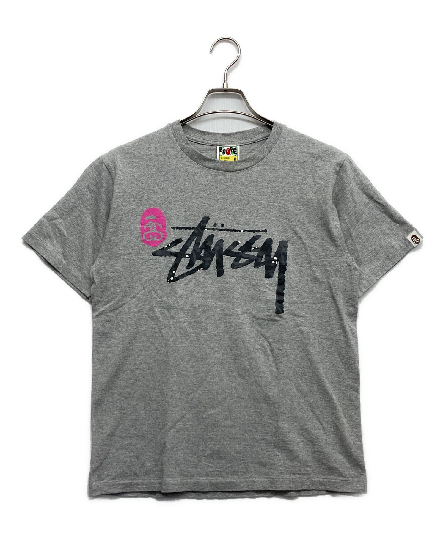Men BAPE × stussy ILL COLLABORATION Shark T-shirt Black A