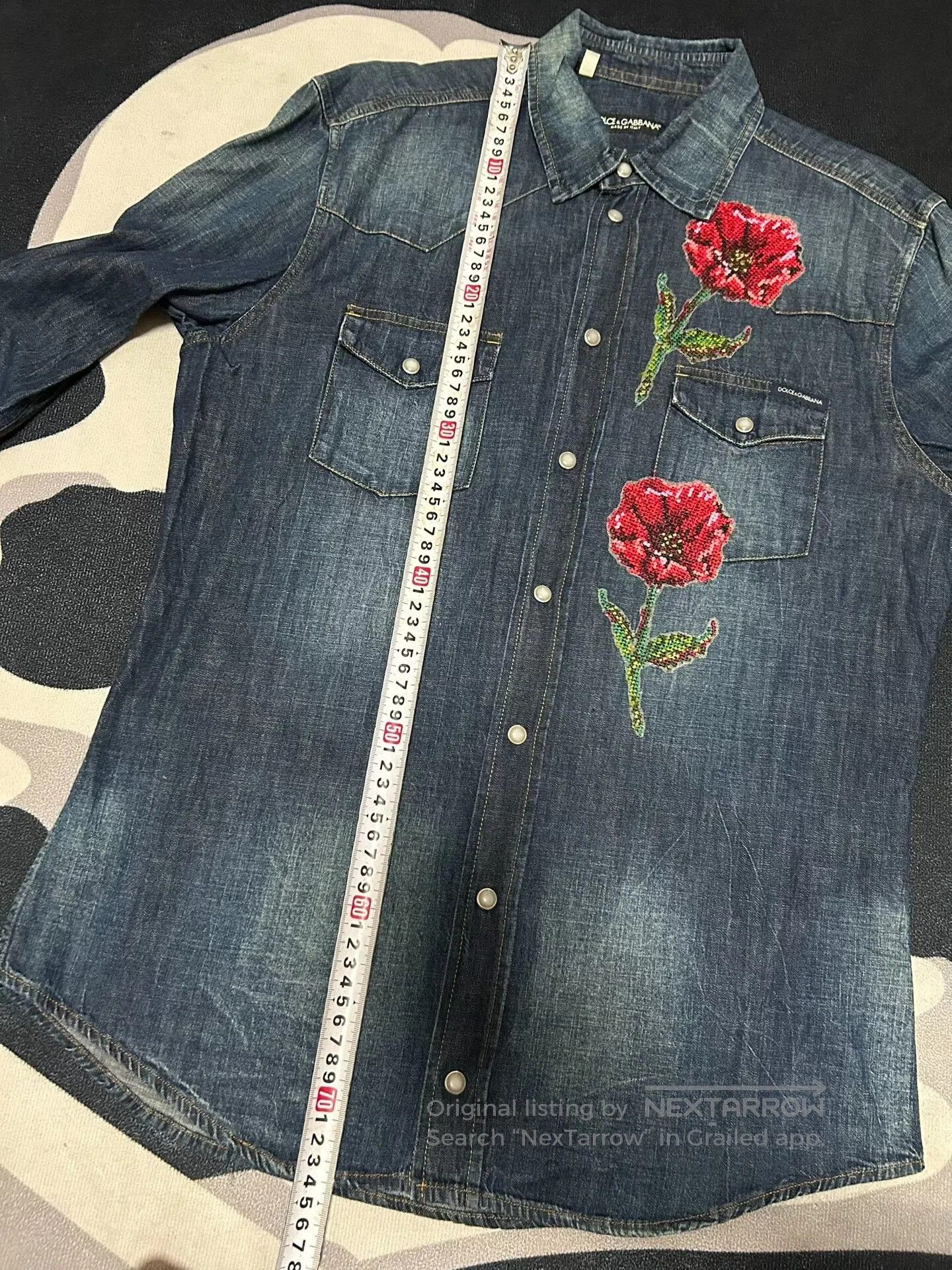 Dolce & Gabbana Dolce & Gabbana Floral Denim Shirt. Size US XXL / EU 58 / 5 - 7 Thumbnail