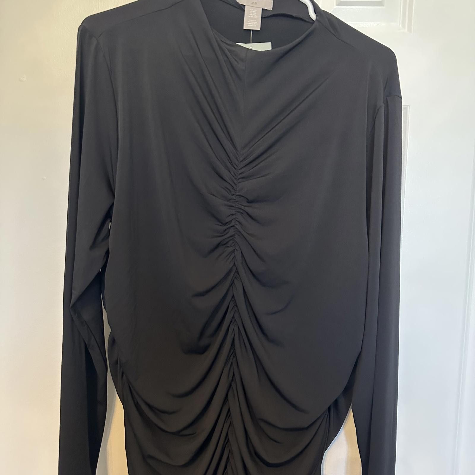 H&M Stylish Black Long Sleeve Dress by H&M Size XXL / US 16-18 / IT 52-54 - 2 Thumbnail