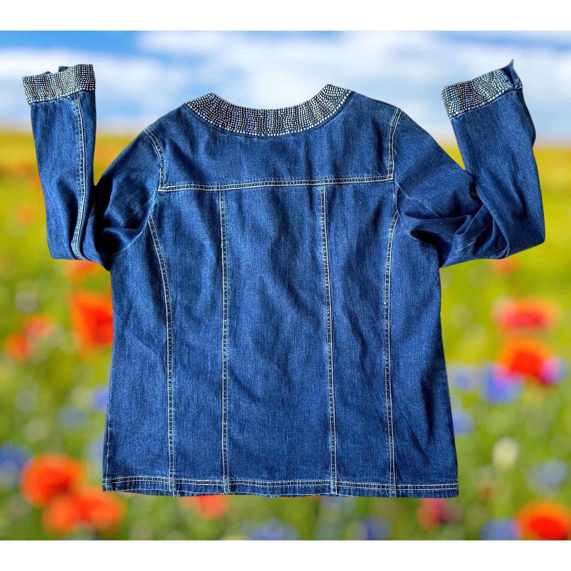 Quacker Factory × Vintage Vintage Quacker Factory Jean Jacket Large Blue Denim Size L / US 10 / IT 46 - 7 Thumbnail