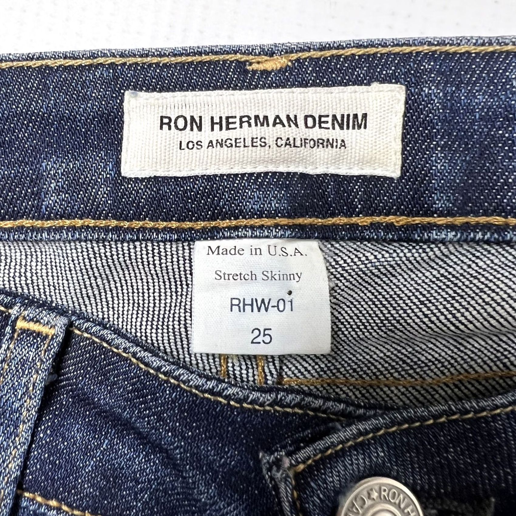 Denime Ron Herman Denim Jeans Size 25 Stretch Skinny RHW-01 29” Inseam Mens Women Adults Skinny Denim pants Blue 5-Pocket Distressed Vintage: No Size 42" / US 20 - 4 Thumbnail