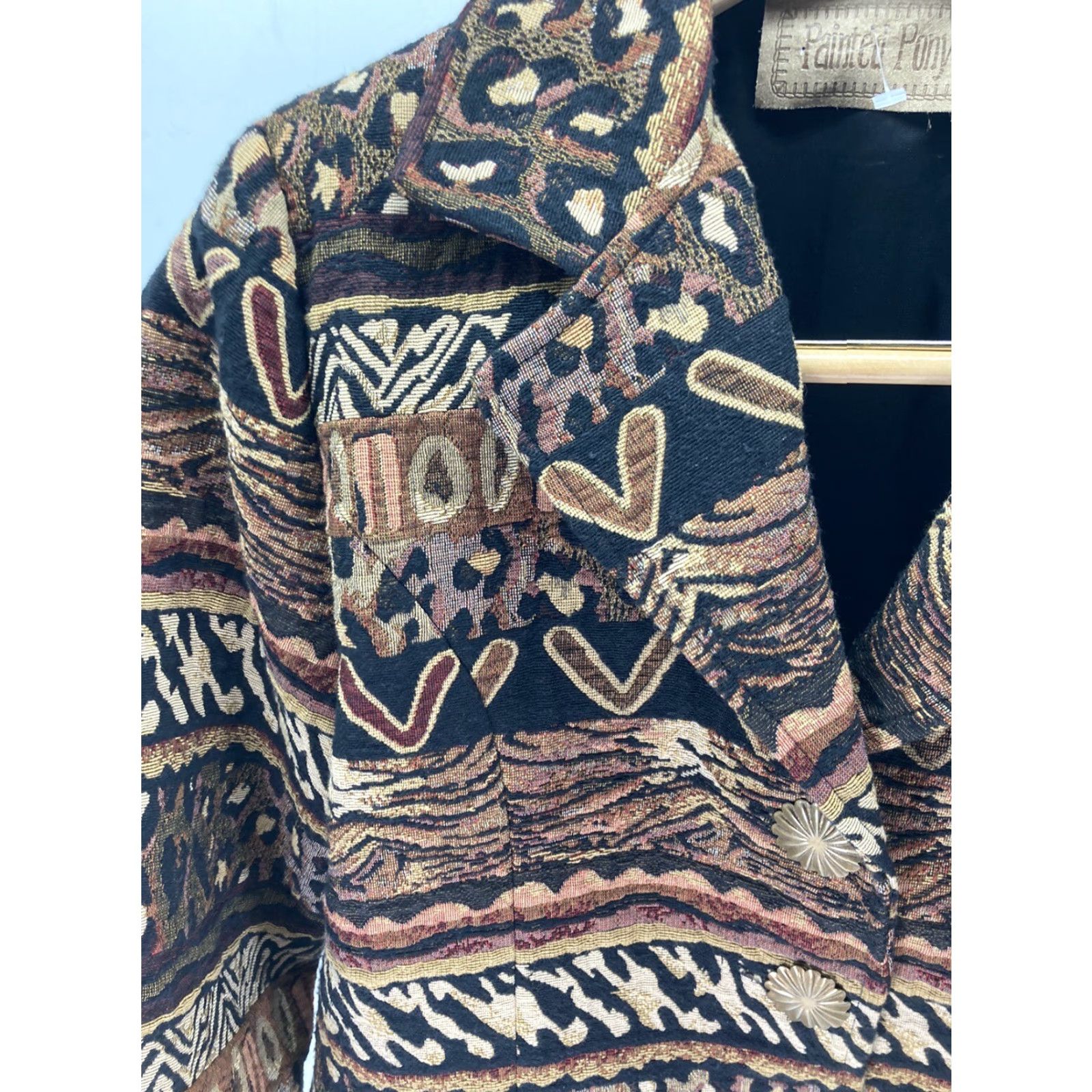 PONY Painted Pony Crop Jacket Women Medium Tapestry Animal Print Button Vintage Jacket Size M / US 6-8 / IT 42-44 - 5 Thumbnail
