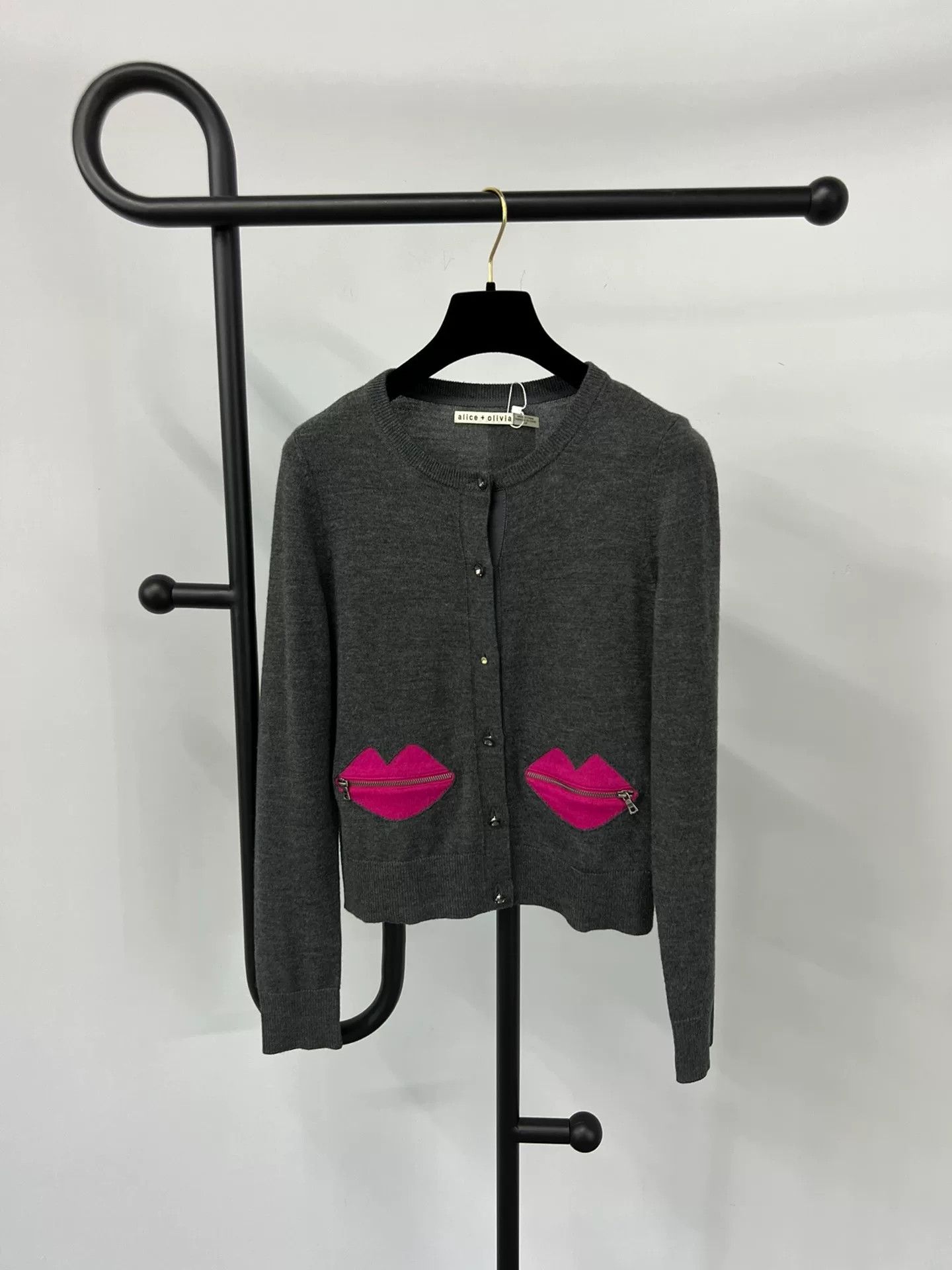 Alice + Olivia Alice + Olivia Gray Wool Cardigan Size S / US 4 / IT 40 - 1 Thumbnail