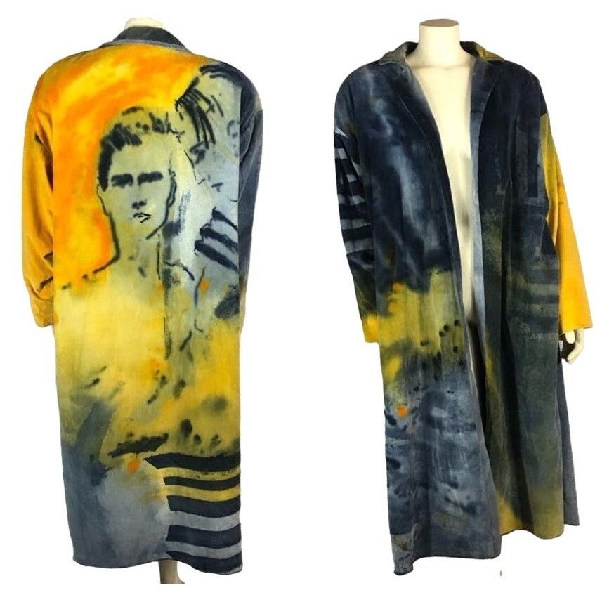 Vintage VTG I’m no walking canvas Carole Waller painted velvet coat Size US L / EU 52-54 / 3 - 2 Thumbnail