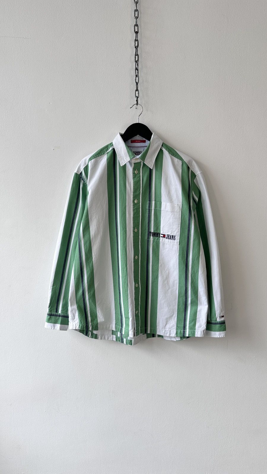 Tommy Hilfiger Tommy Jeans Striped Shirt Skate Fit Y2K Baggy Retro Big Logo Size US M / EU 48-50 / 2 - 1 Thumbnail