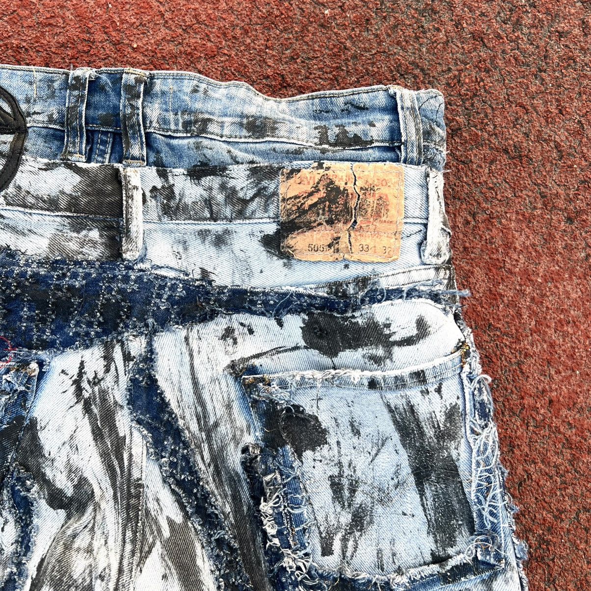 Levi's Double Waist Chaotic Blue Stains Panto Size US 33 - 5 Thumbnail