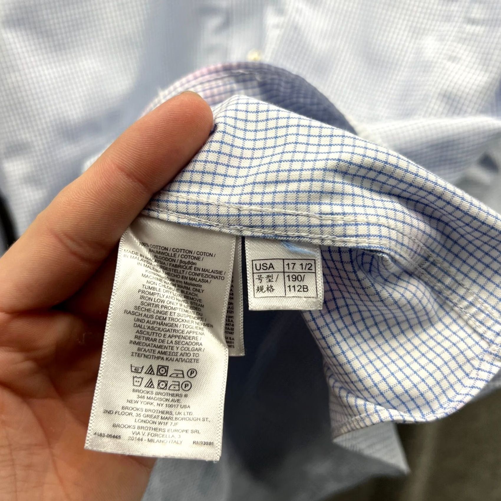 Brooks Brothers Brooks Brothers 1818 Shirt Men 17.5 2/3 Blue Gingham Button-Up Oxford Regent Shirt Size US XXL / EU 58 / 5 - 3 Thumbnail