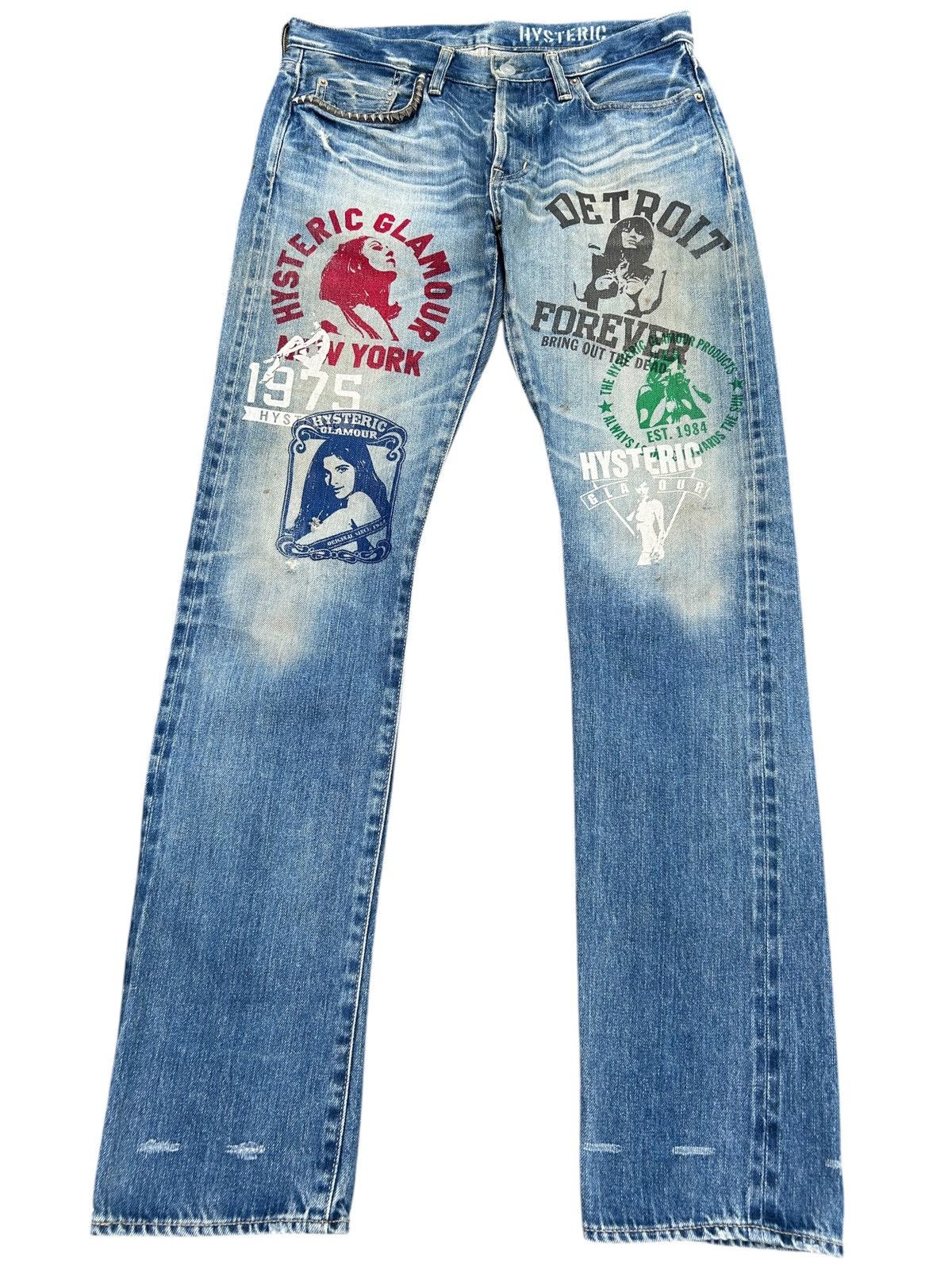 Hysteric Glamour Hysteric Glamour Selvedge studded Distressed Denim Jeans ☠️🎌 Size US 32 / EU 48 - 1 Thumbnail