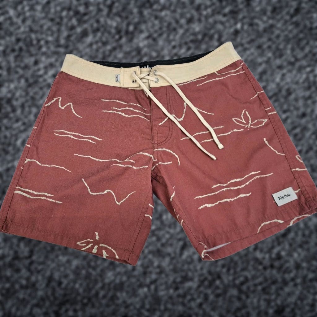 Vintage Rythym Men's Boardshorts Rustic 32 Back Pocket Drawstring 7in Regular Beach Casual Surf Shorts Size ONE SIZE - 1 Thumbnail