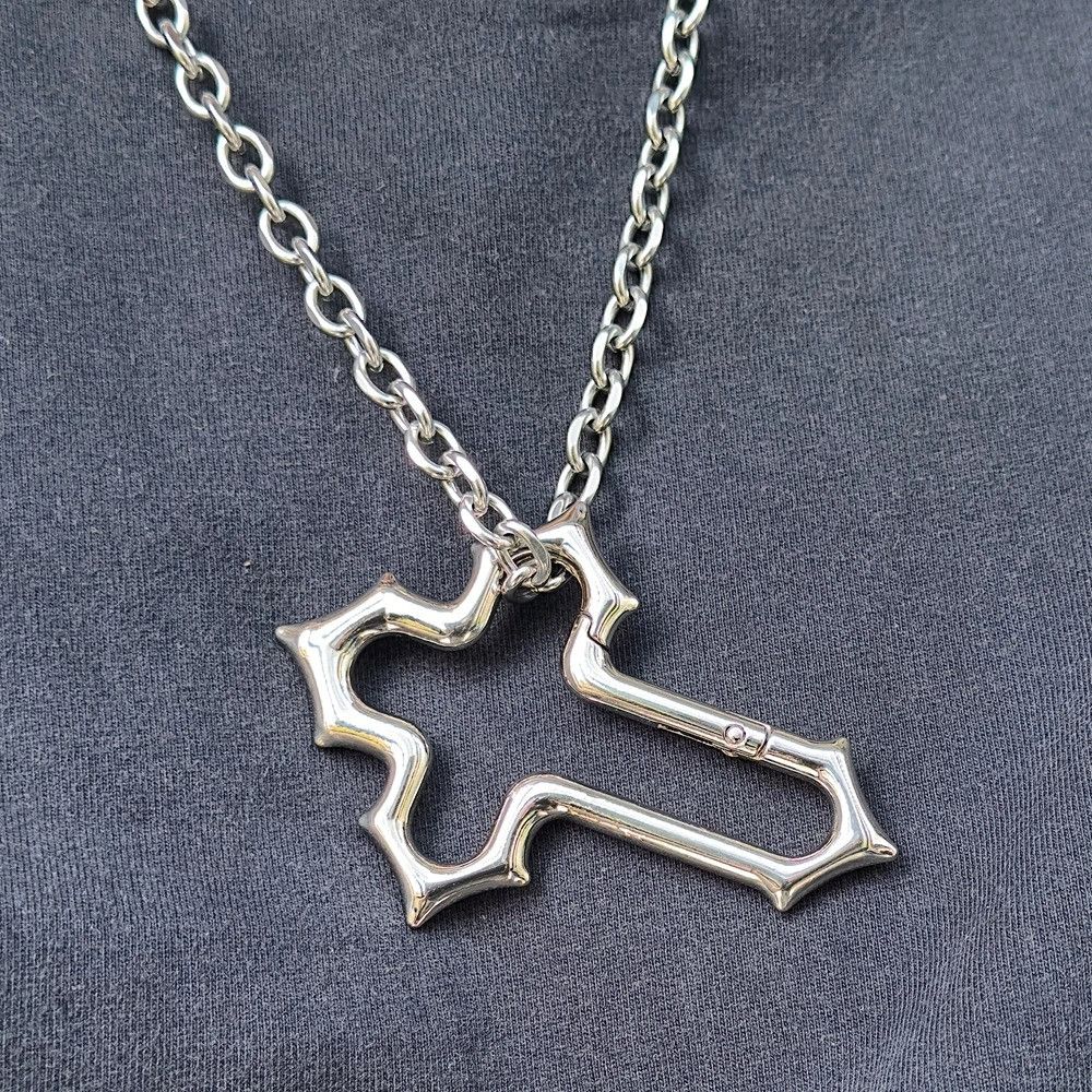 Vintage Stainless Steel Chain Large Cross Necklace Size ONE SIZE - 3 Thumbnail