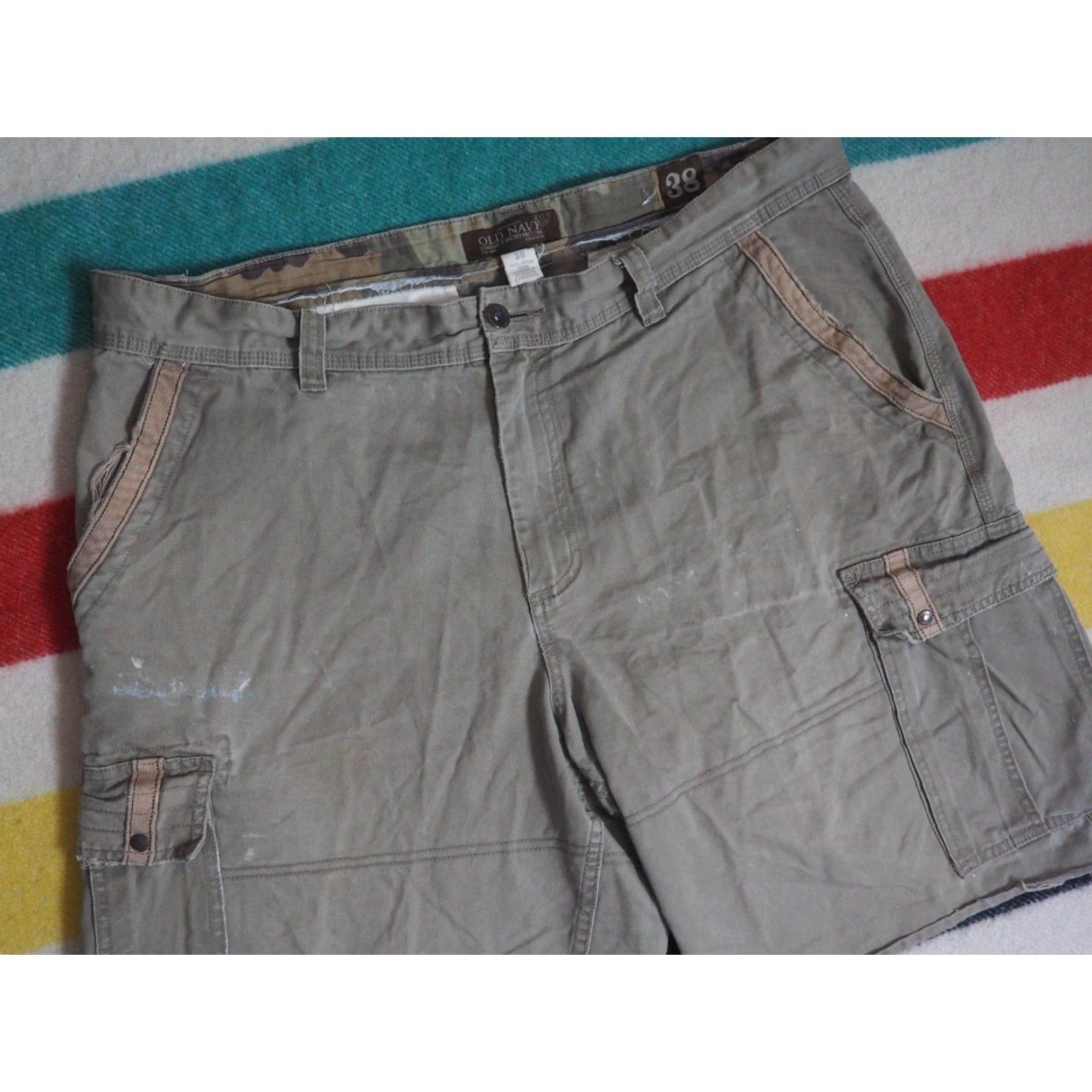 Old Navy VINTAGE Old Navy Cargo Shorts Mens Regular 40W Gray Fatigue Pockets Casual 2000s Army 22" length Size US 40 / EU 56 - 3 Thumbnail