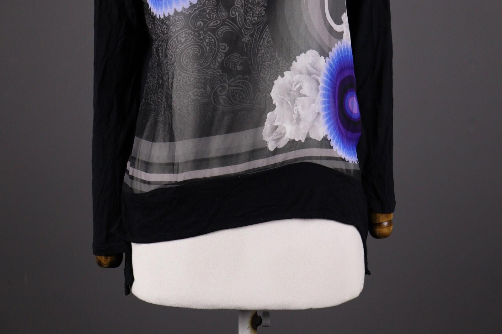 Desigual Desigual Black Floral Long Sleeve Top Shirt Blouse Size XS Size XS / US 0-2 / IT 36-38 - 3 Thumbnail