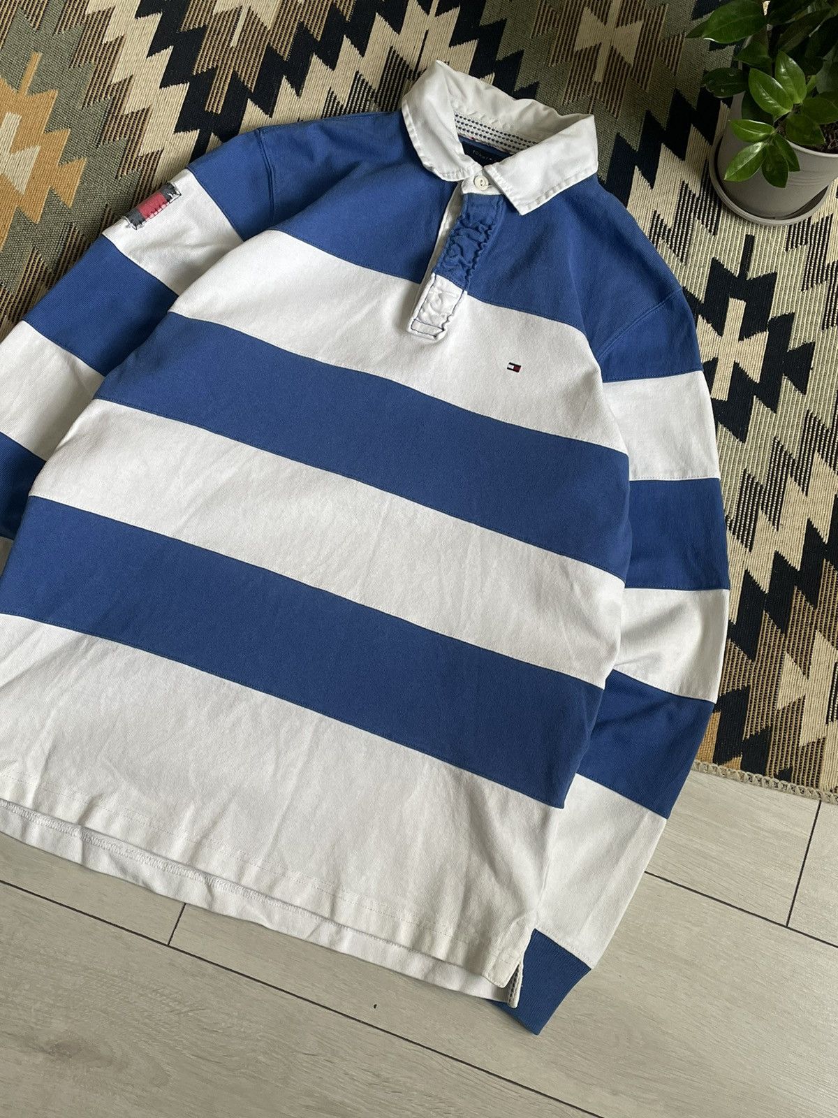 Tommy Hilfiger × Vintage Vintage Tommy Hilfiger #5 Striped Rugby Longsleve Size US L / EU 52-54 / 3 - 4 Thumbnail