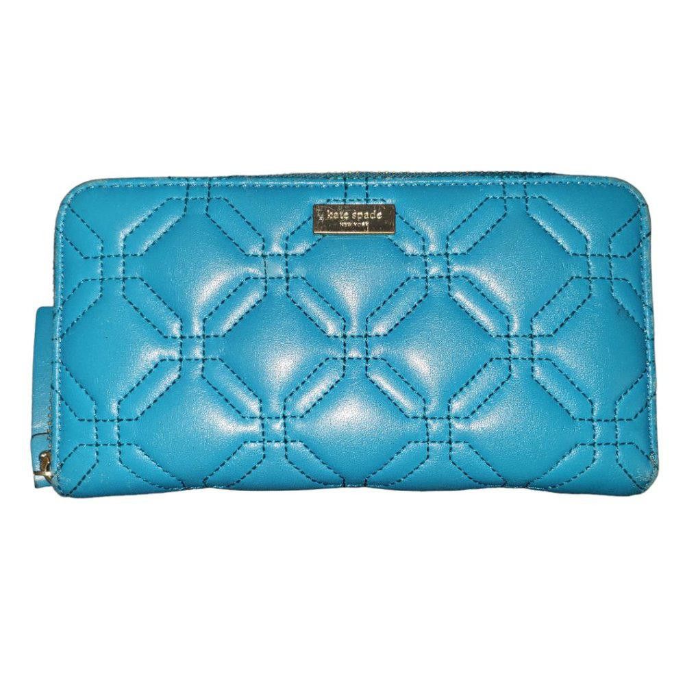 Designer CT368 Kate Spade Aqua Zippered Clutch Wallet Size ONE SIZE - 1 Thumbnail