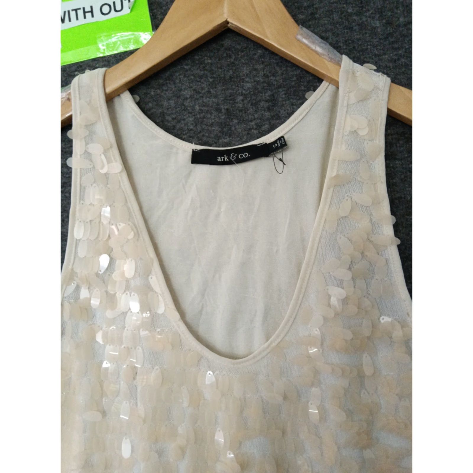 CO Ark & Co Women's Mini Sequin Lined Sleeveless Dress Beige Size S Size S / US 4 / IT 40 - 3 Thumbnail