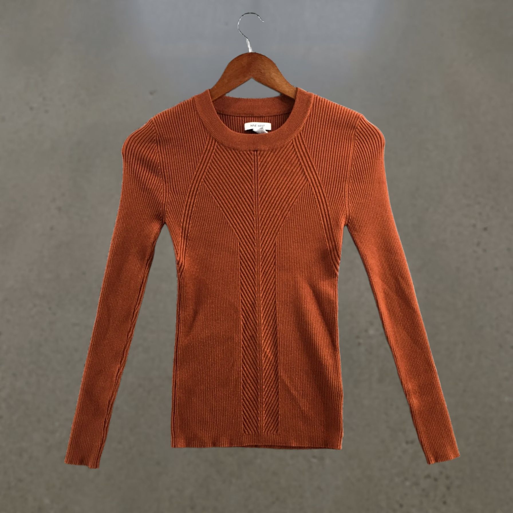 Nine West Nine West Sweater Womens MD Rust Solid Brown Crewneck Knit Long Sleeve Pullover Size M / US 6-8 / IT 42-44 - 1 Thumbnail