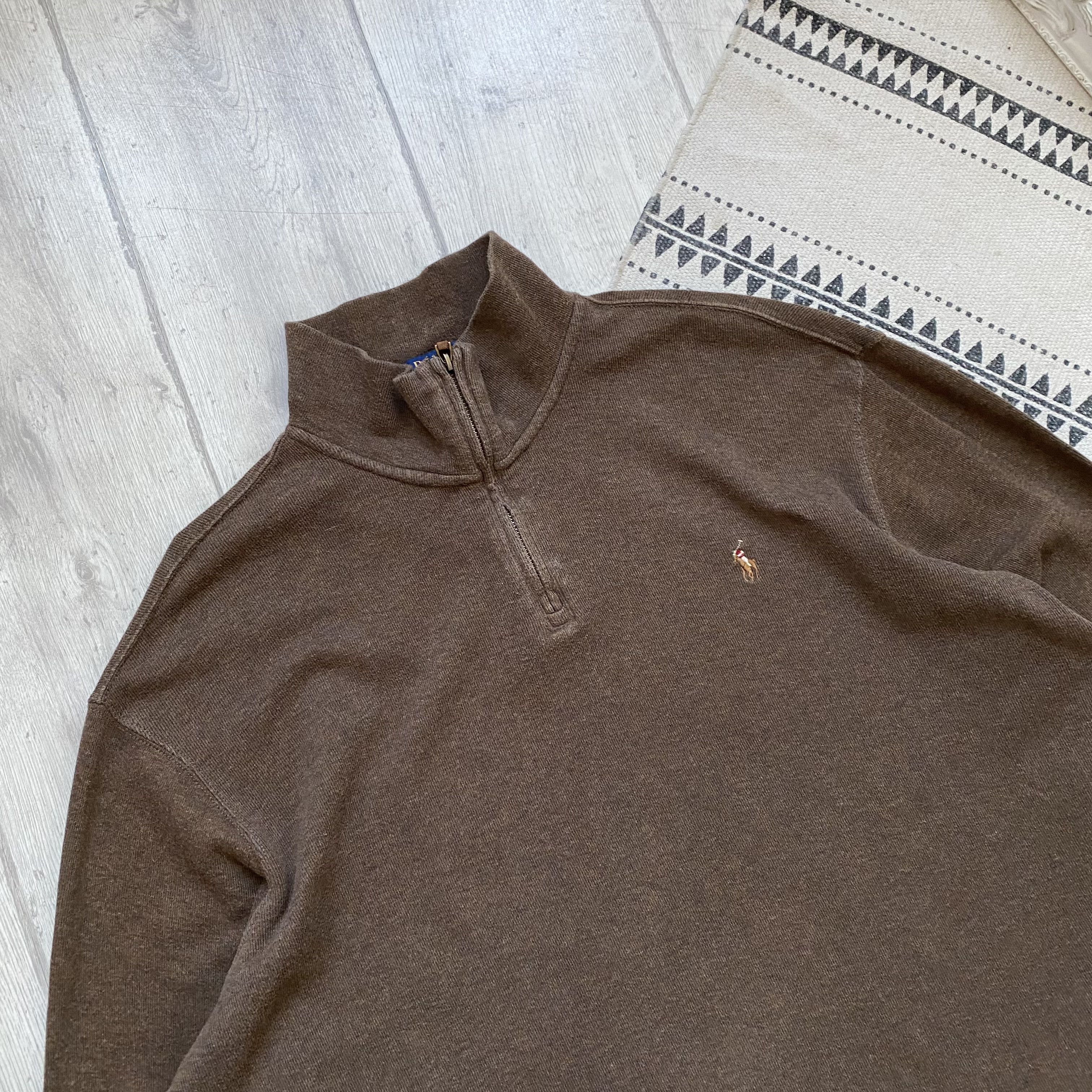Polo Ralph Lauren 🤎Vintage Polo Ralph Lauren Brown Sweater Zip 1/3 distressed Size US XXL / EU 58 / 5 - 2 Thumbnail