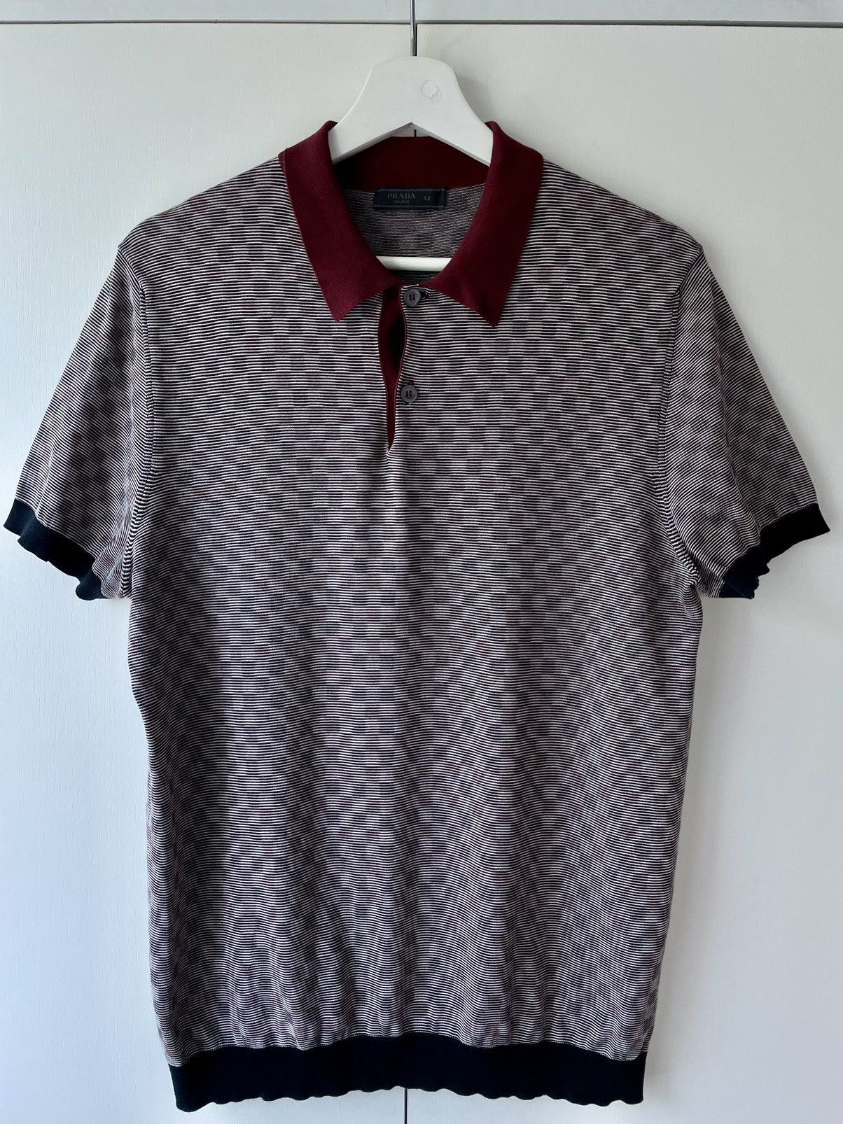 Prada Prada Multi Knit Textured Silk Stretch Polo Shirt Size 52 Size US L / EU 52-54 / 3 - 1 Thumbnail